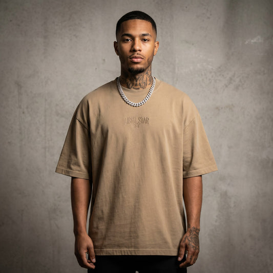 Heavyweight LS Capsule Tee Stone Khaki front