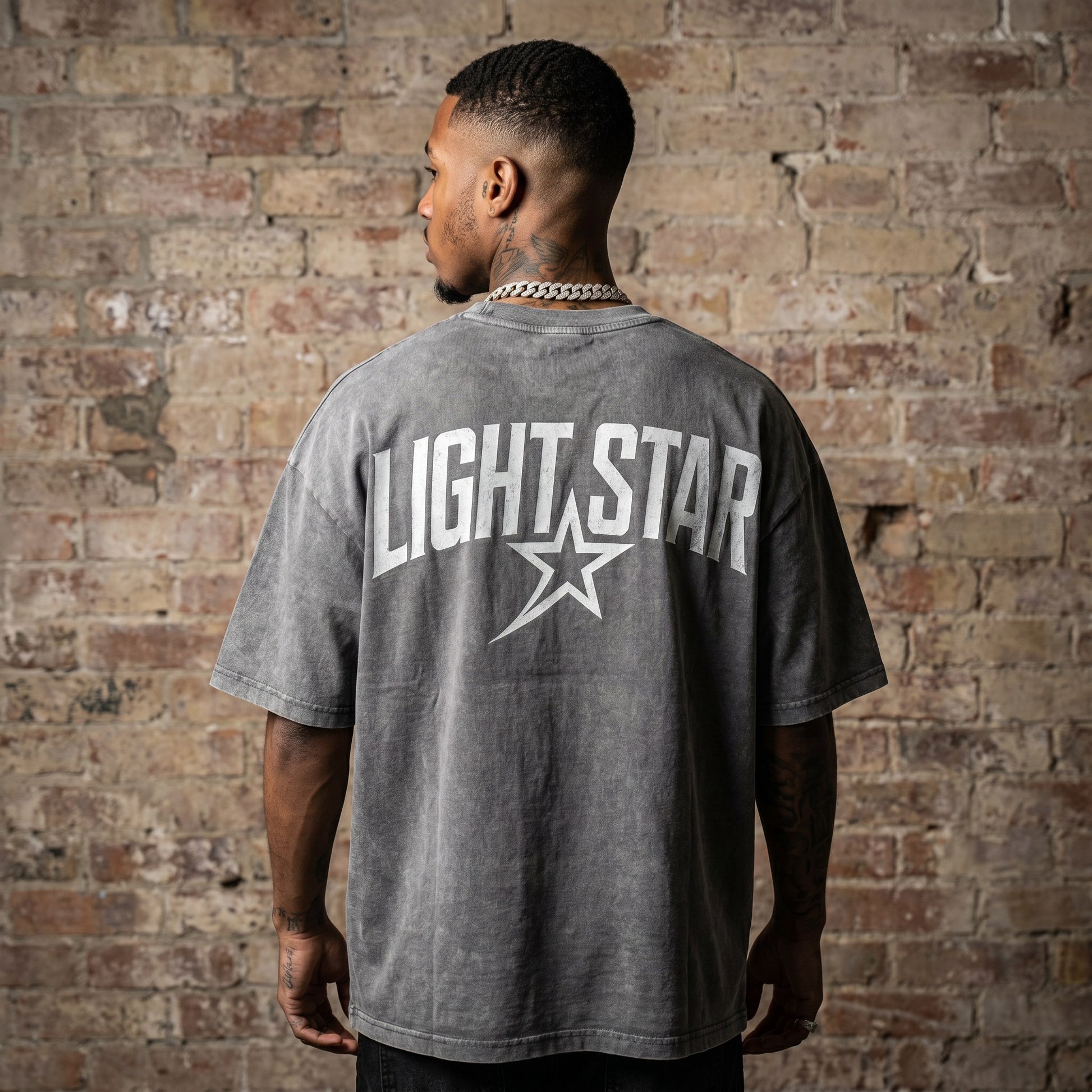 Inverted Logo Heavy Tee Acid Wash Grey back