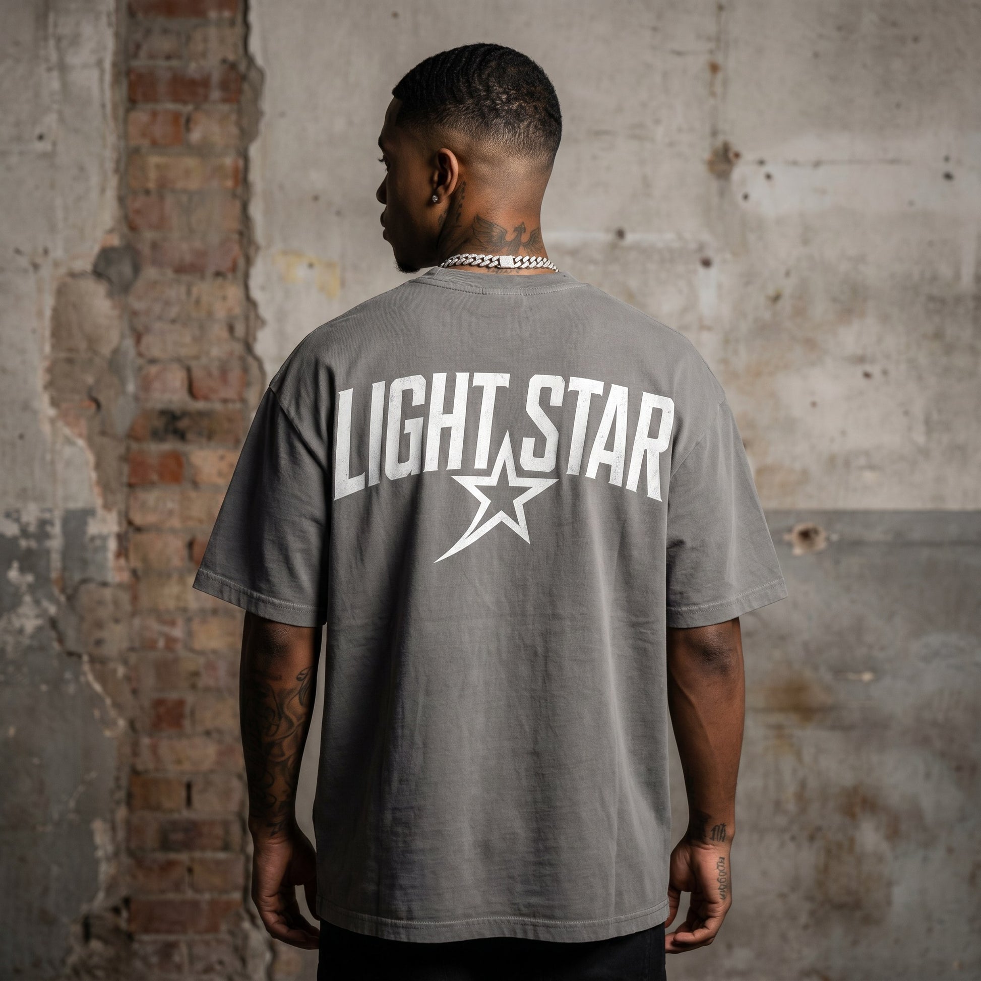 Inverted Logo Heavy Tee Cement Grey back