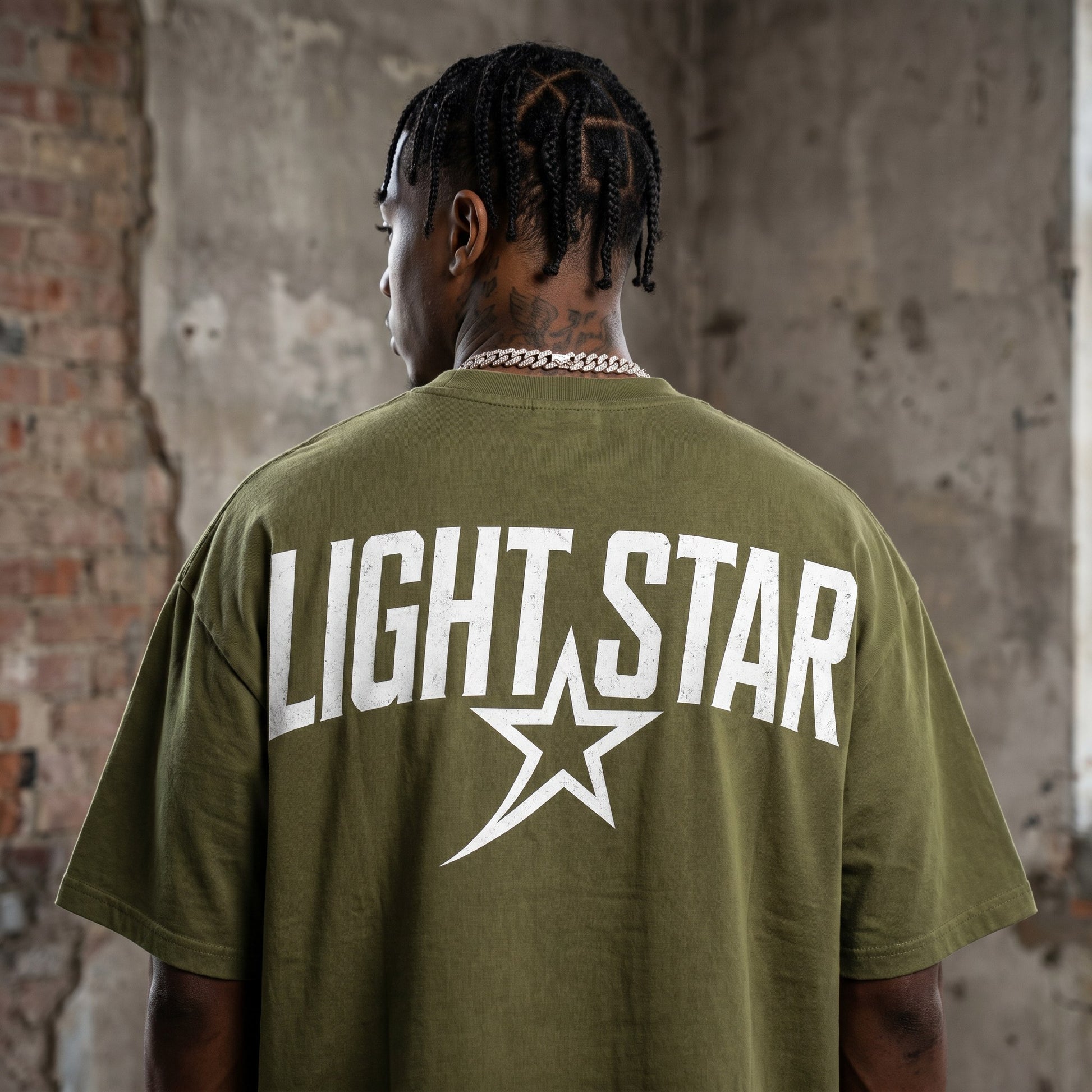 Inverted Logo Heavy Tee Olive Drab back