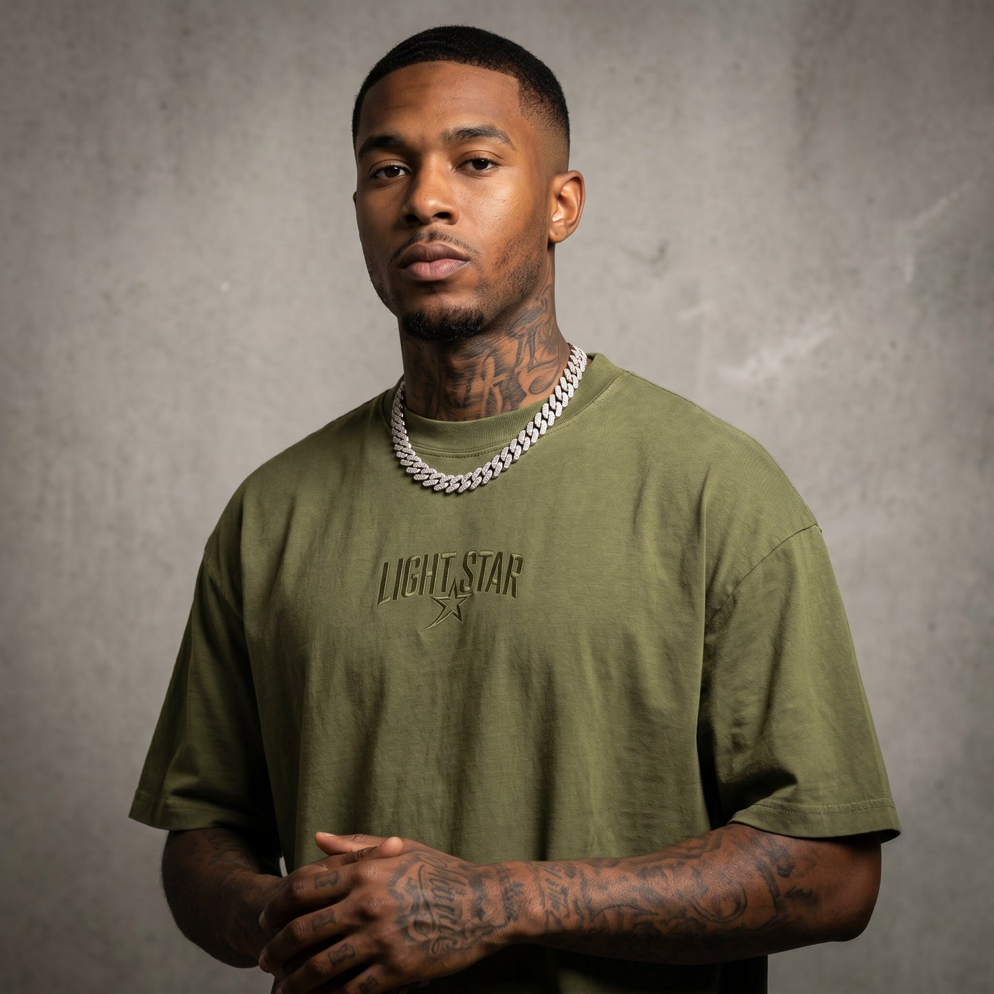 Inverted Logo Heavy Tee Olive Drab front