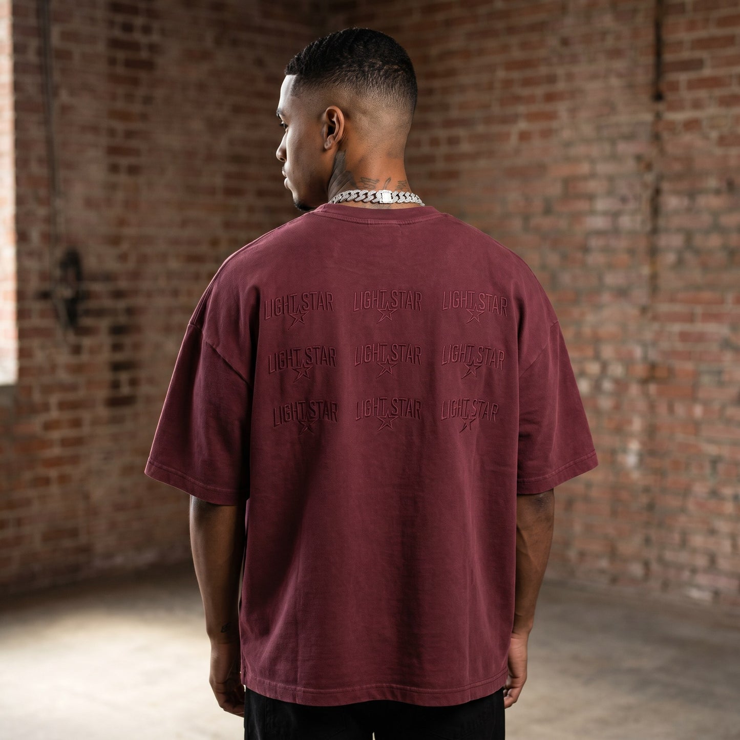 Inverted Logo Heavy Tee Washed Burgundy back