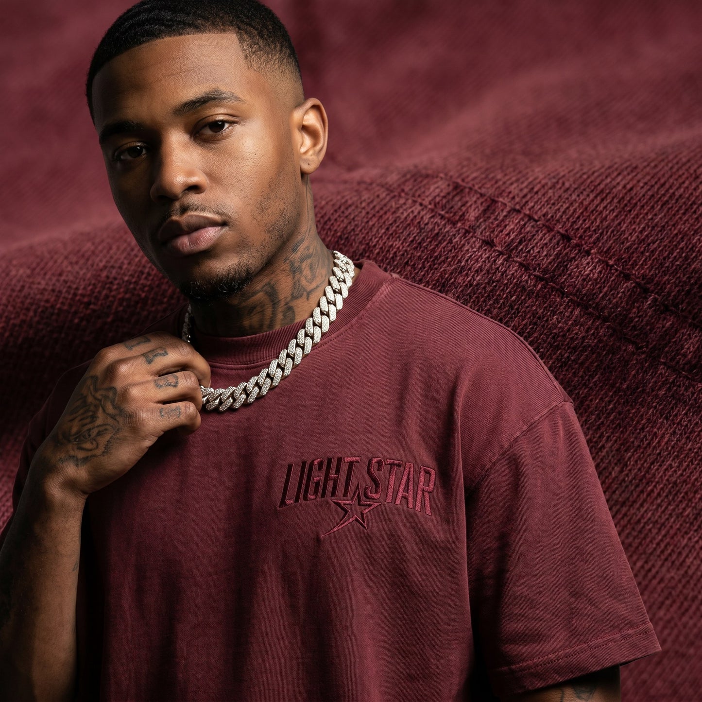 Inverted Logo Heavy Tee Washed Burgundy detail