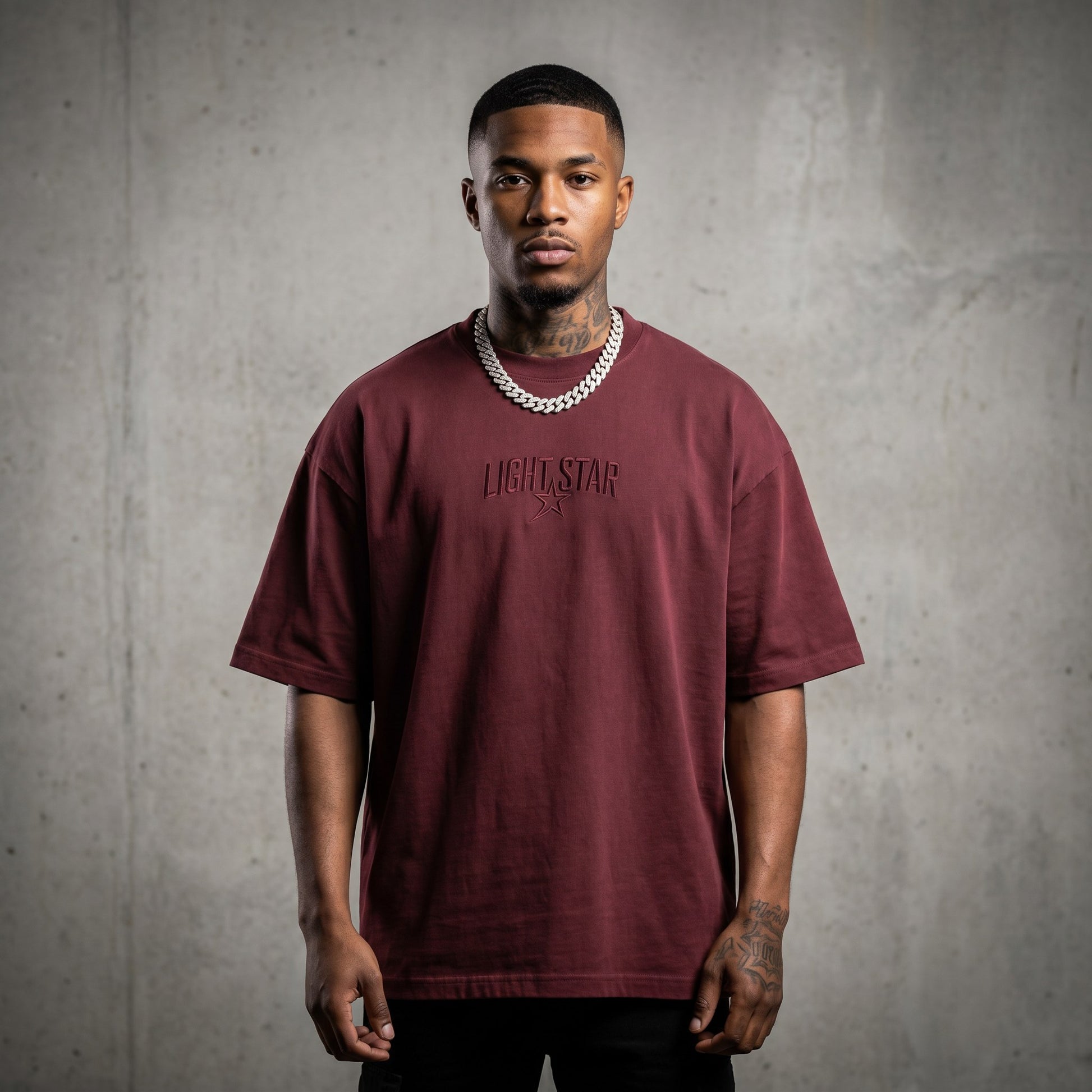 Inverted Logo Heavy Tee Washed Burgundy front