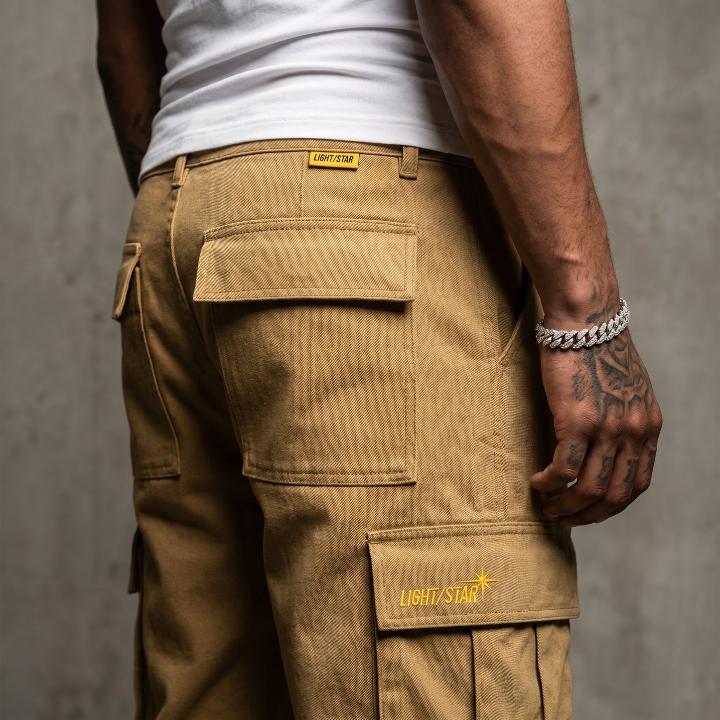 Layered Cargo Pant Desert Tan detail