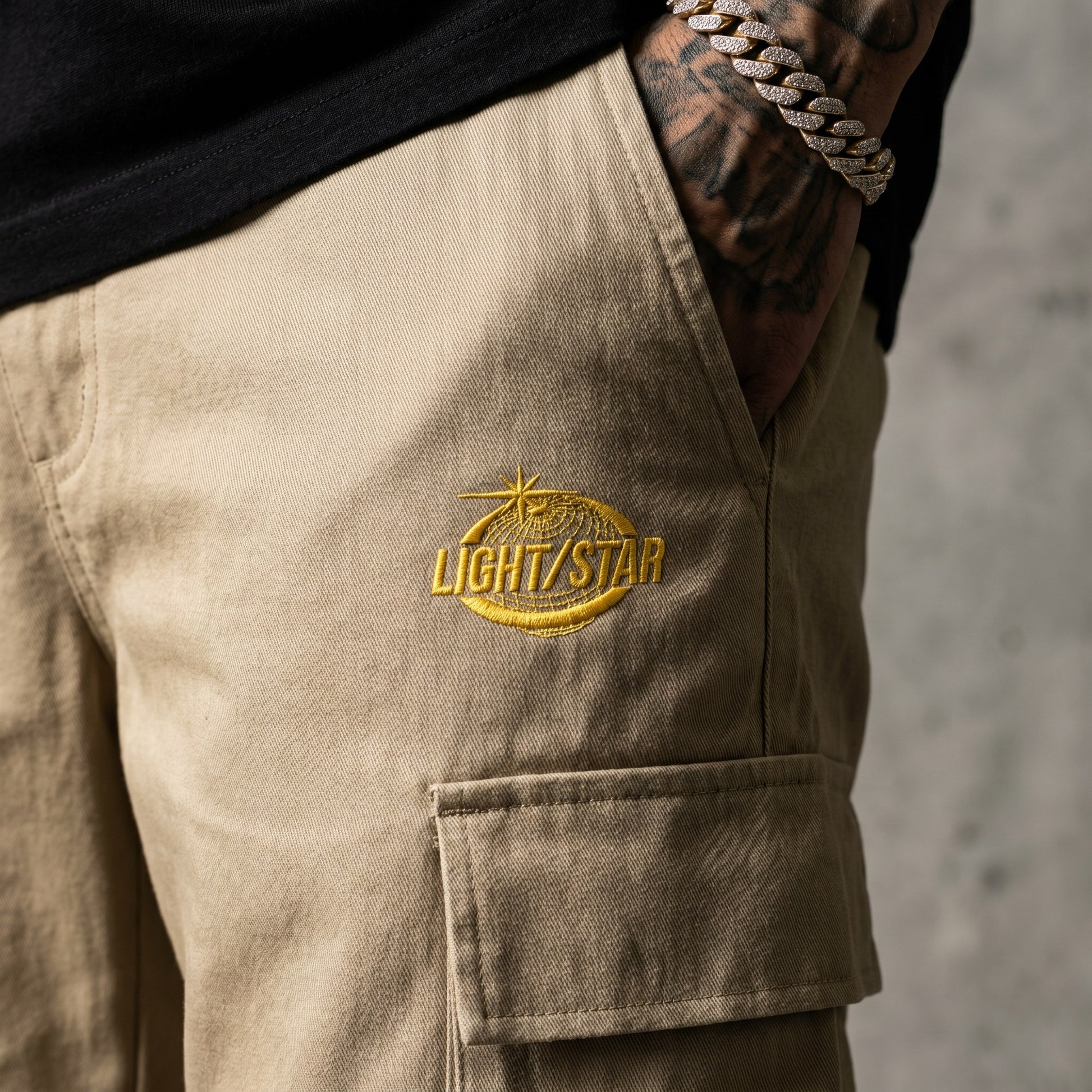 Layered Cargo Pant Khaki Sand detail