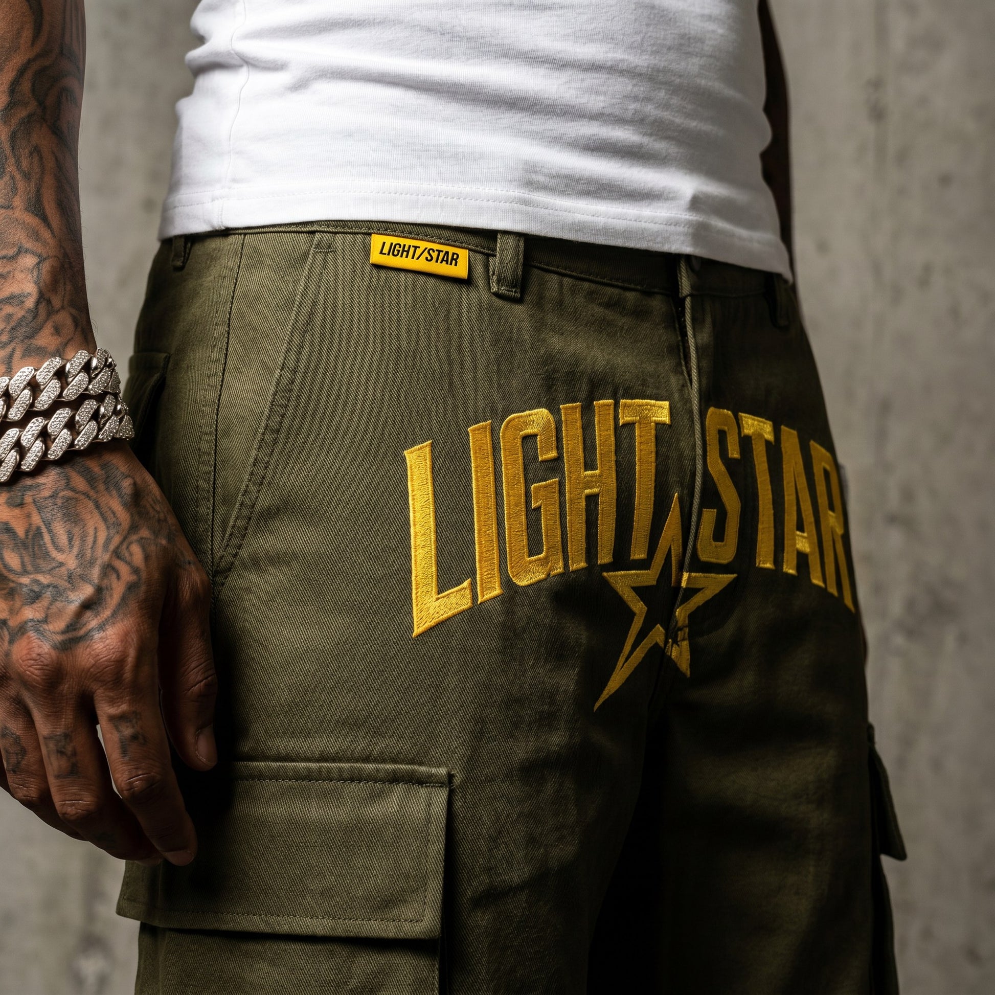 Layered Cargo Pant Olive Cargo detail