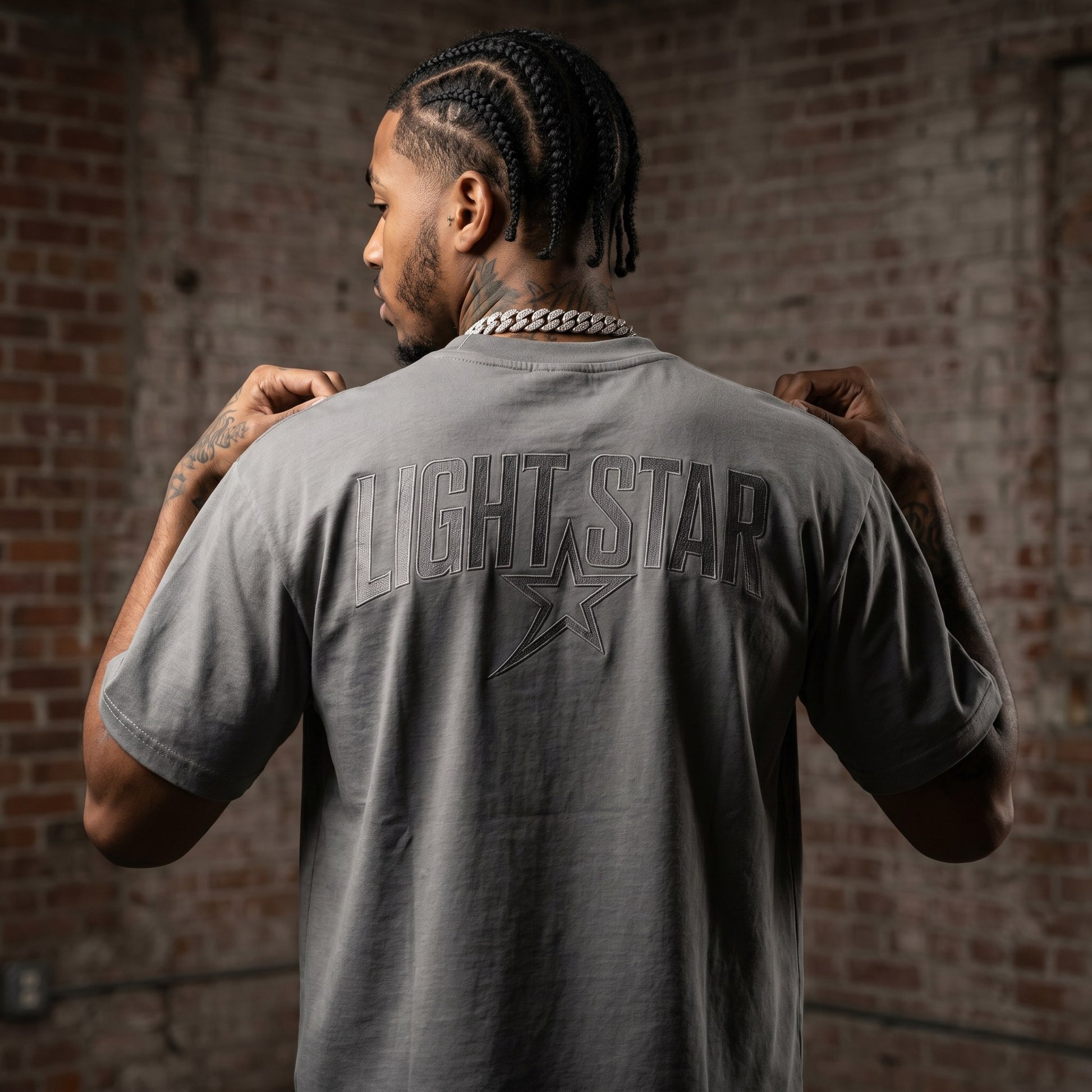 Layering Premium Tee Cement Grey back