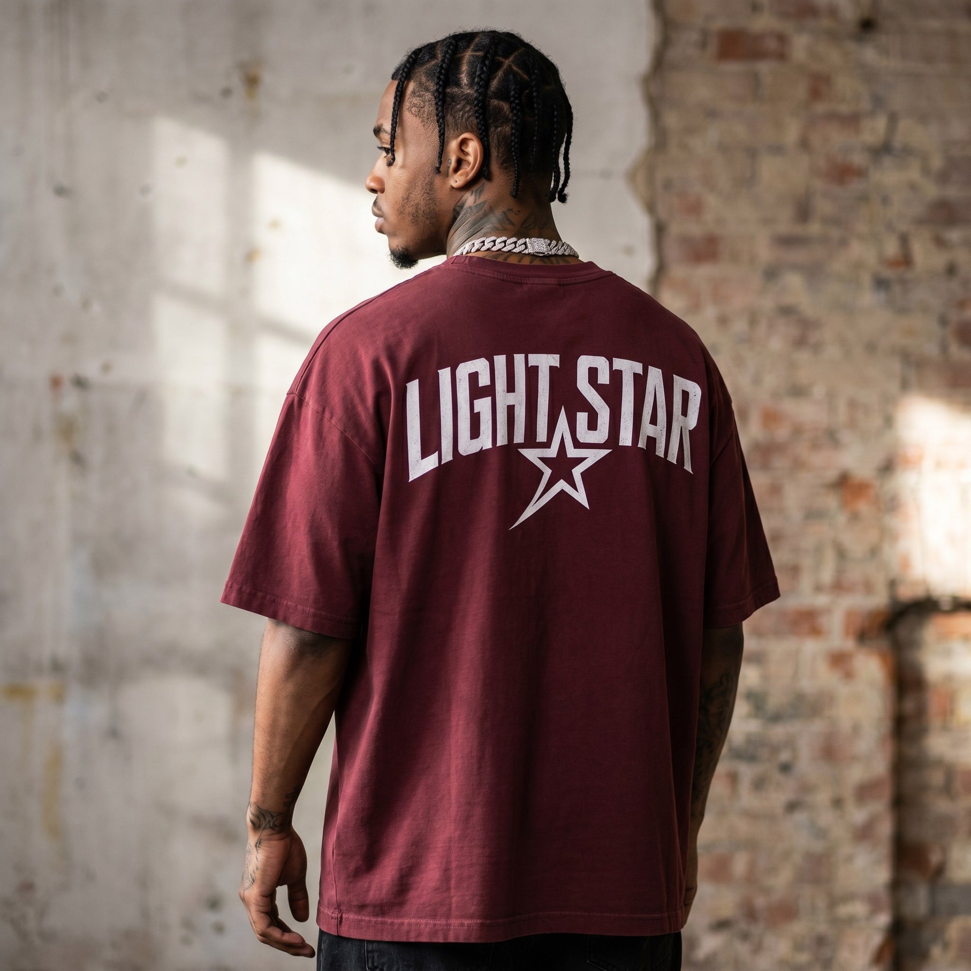 Light Star Crest Heavy Tee Washed Burgundy back
