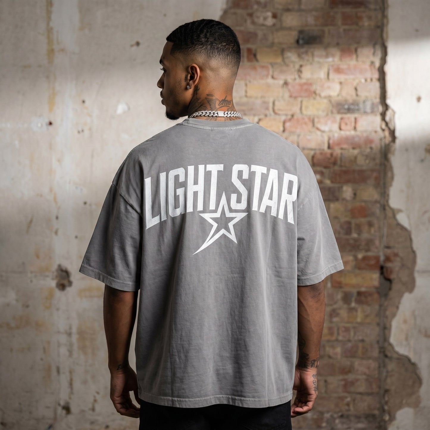 Logo Loop Heavy Tee Acid Wash Grey back