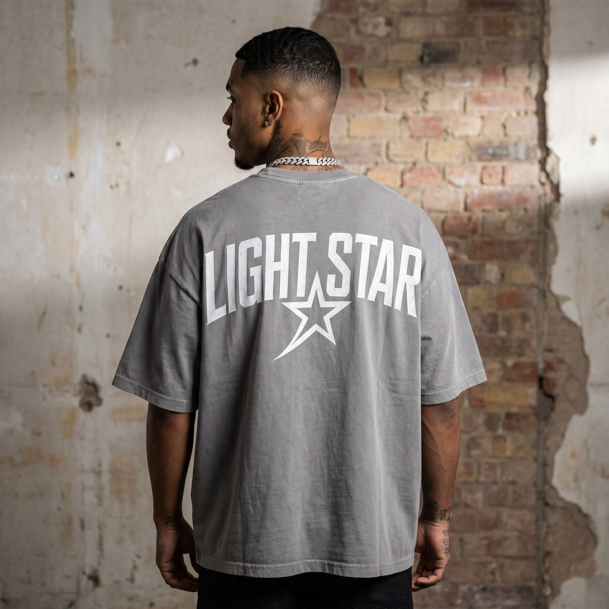 Logo Loop Heavy Tee Acid Wash Grey back