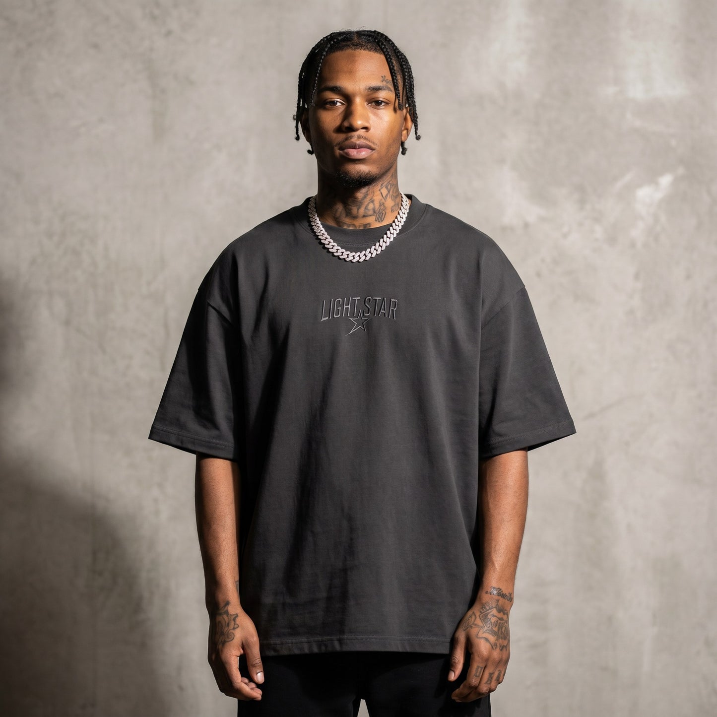 Logo Loop Heavy Tee Charcoal front