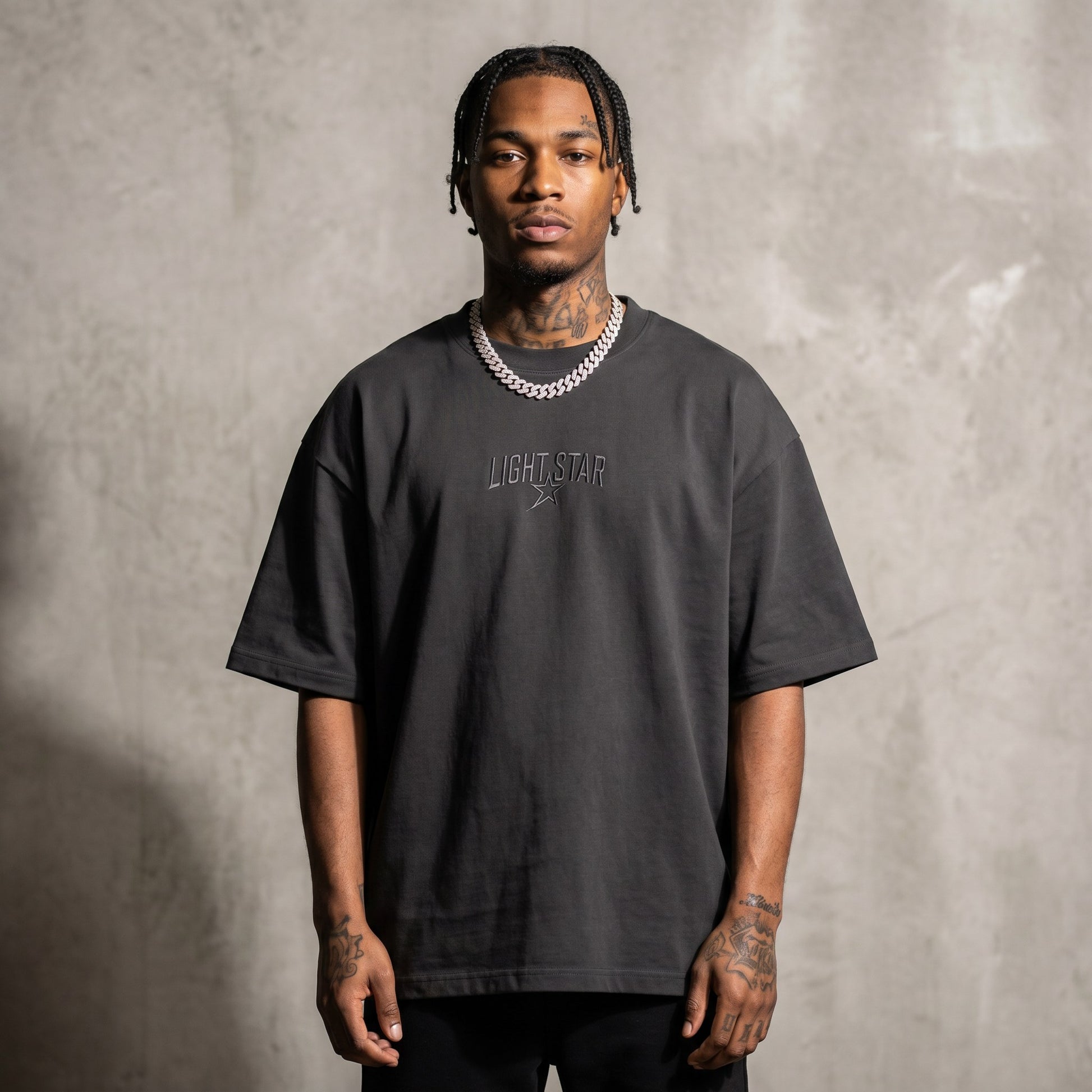Logo Loop Heavy Tee Charcoal front