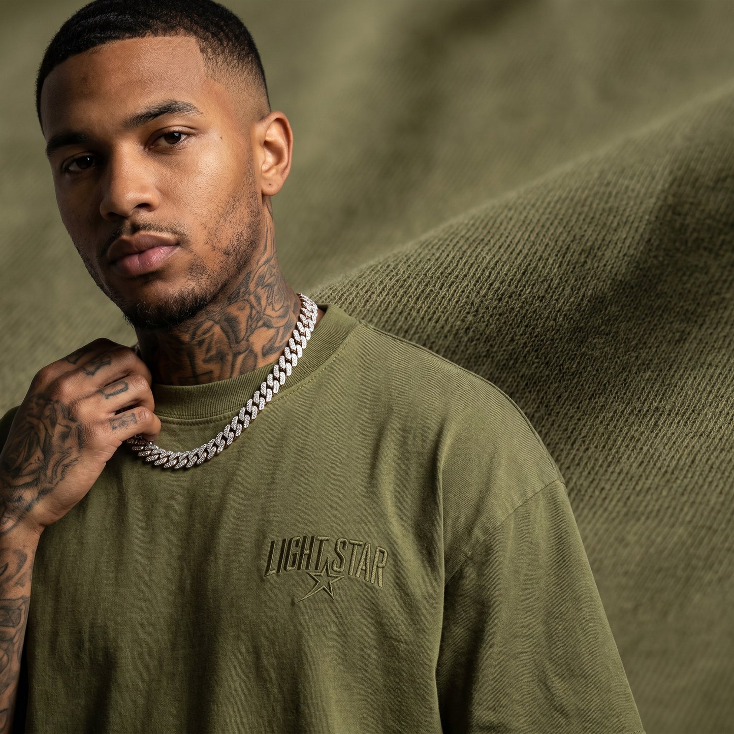 Logo Loop Heavy Tee Olive Drab detail