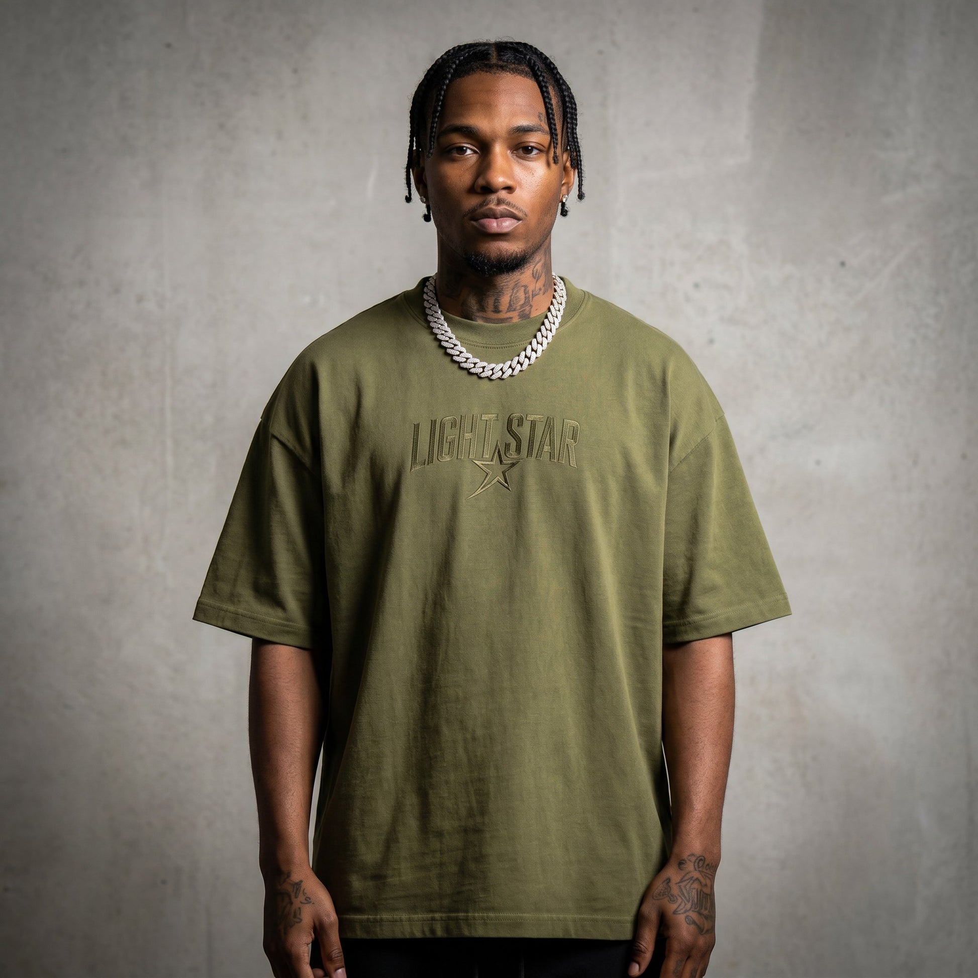 Logo Loop Heavy Tee Olive Drab front