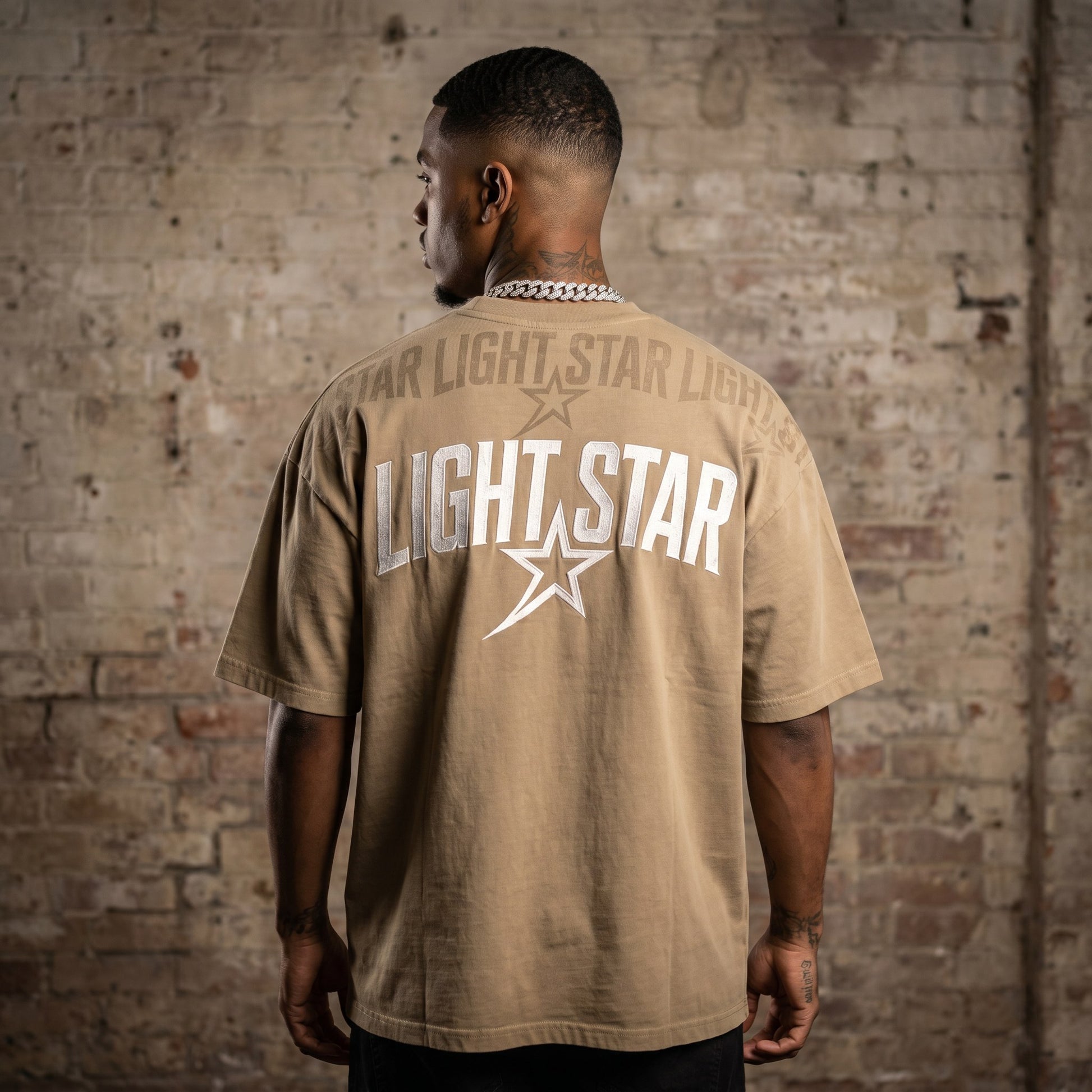 Logo Loop Heavy Tee Stone Khaki back