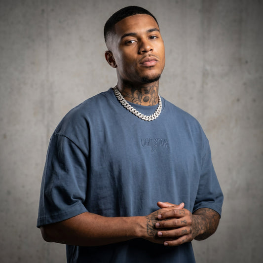 Long Body Boxy Tee Slate Blue front