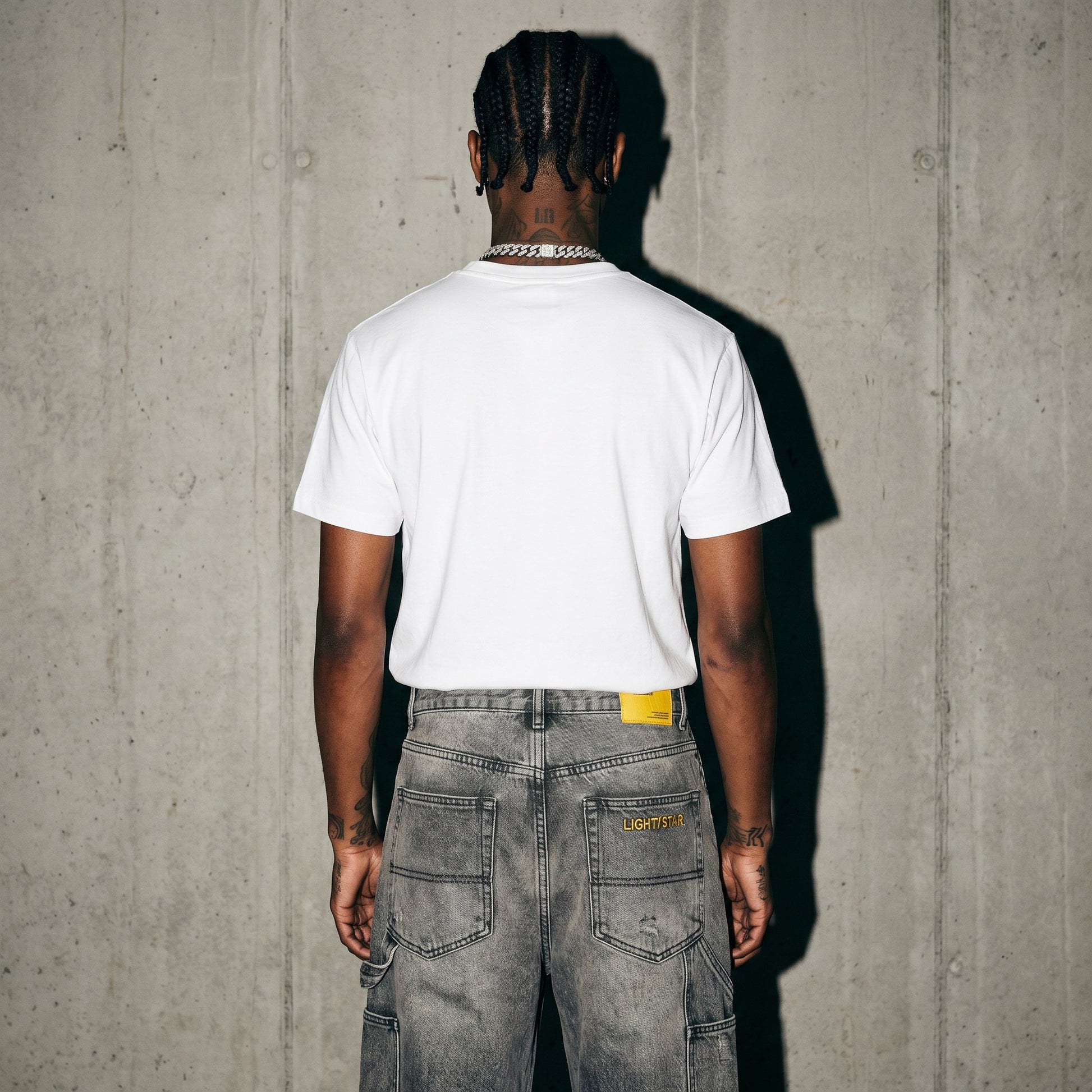 LS Embroidered Baggy Jean Distressed Grey back