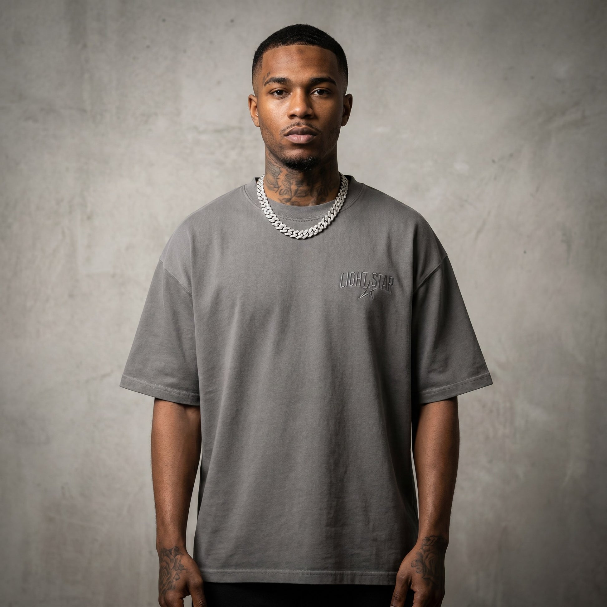 LS Monogram Heavy Tee Cement Grey front