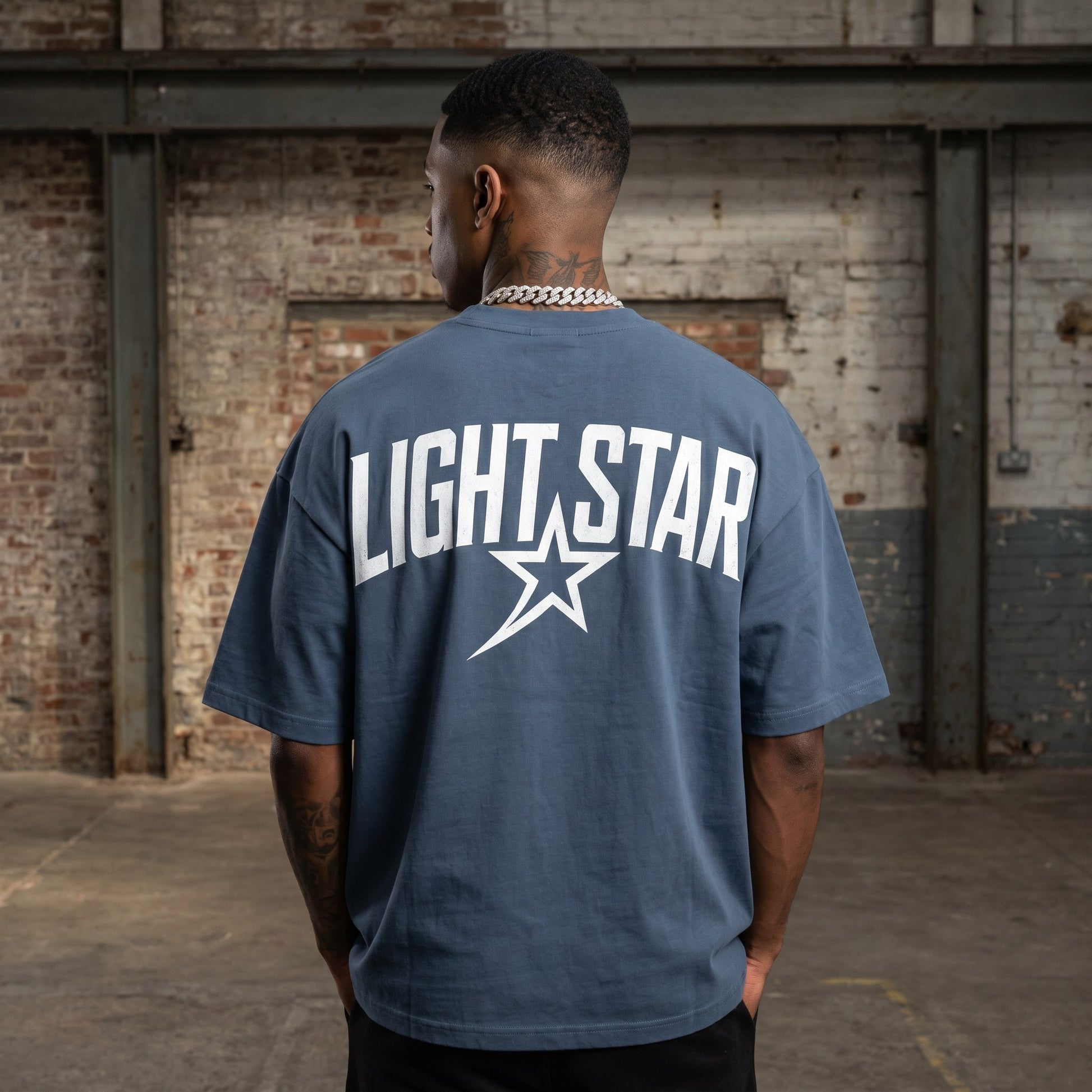 LS Monogram Heavy Tee Slate Blue back