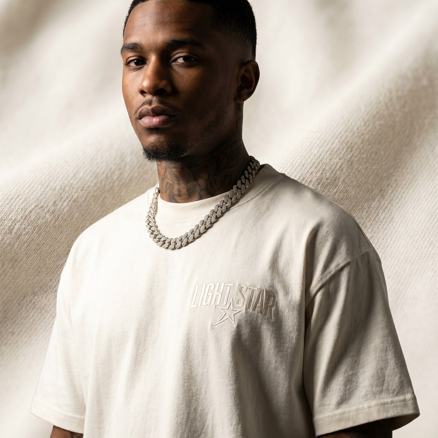 LS Star Arch Heavy Tee Bone White detail
