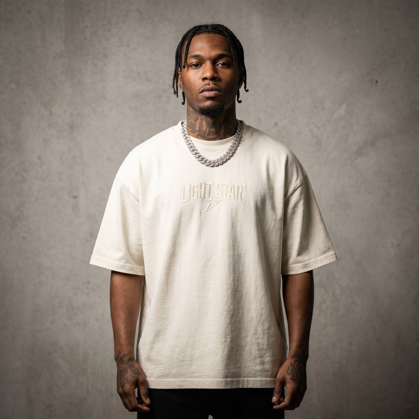 LS Star Arch Heavy Tee Bone White front