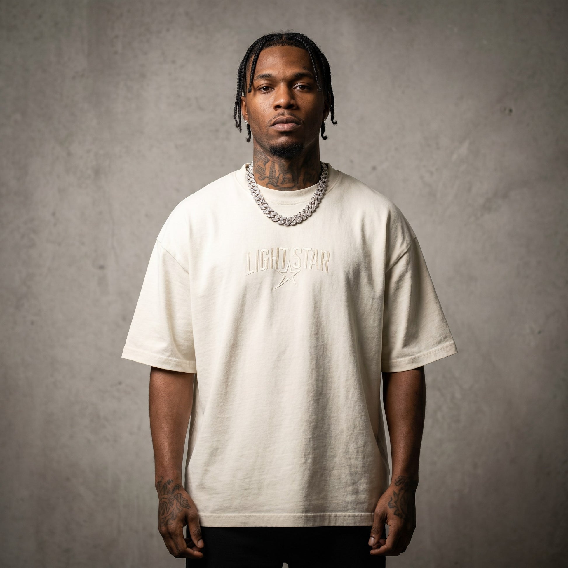 LS Star Arch Heavy Tee Bone White front