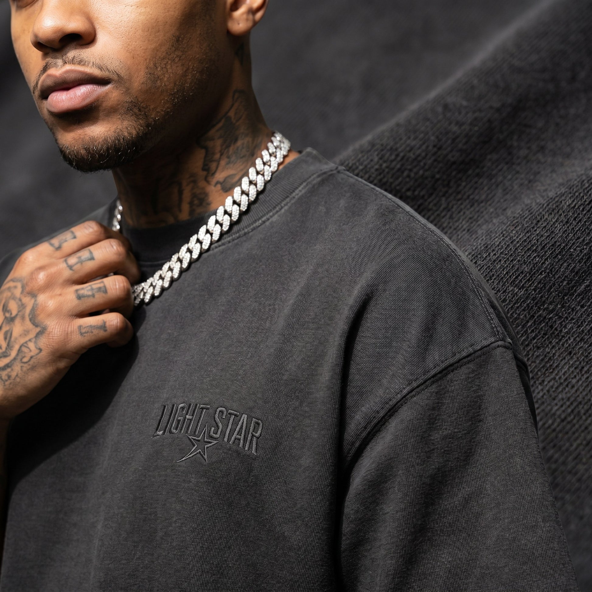 LS Studio Heavy Tee Charcoal detail