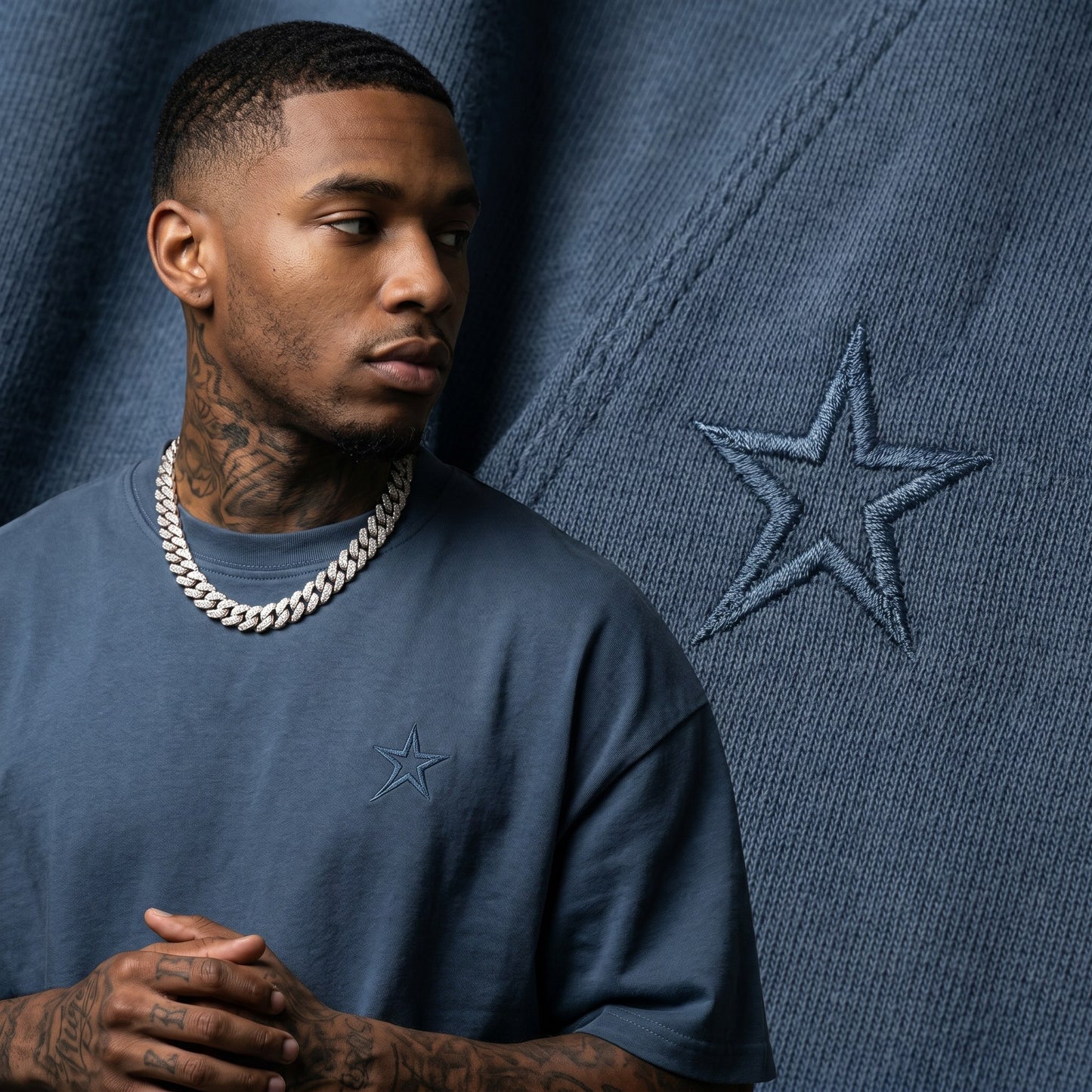 LS Studio Heavy Tee Slate Blue detail