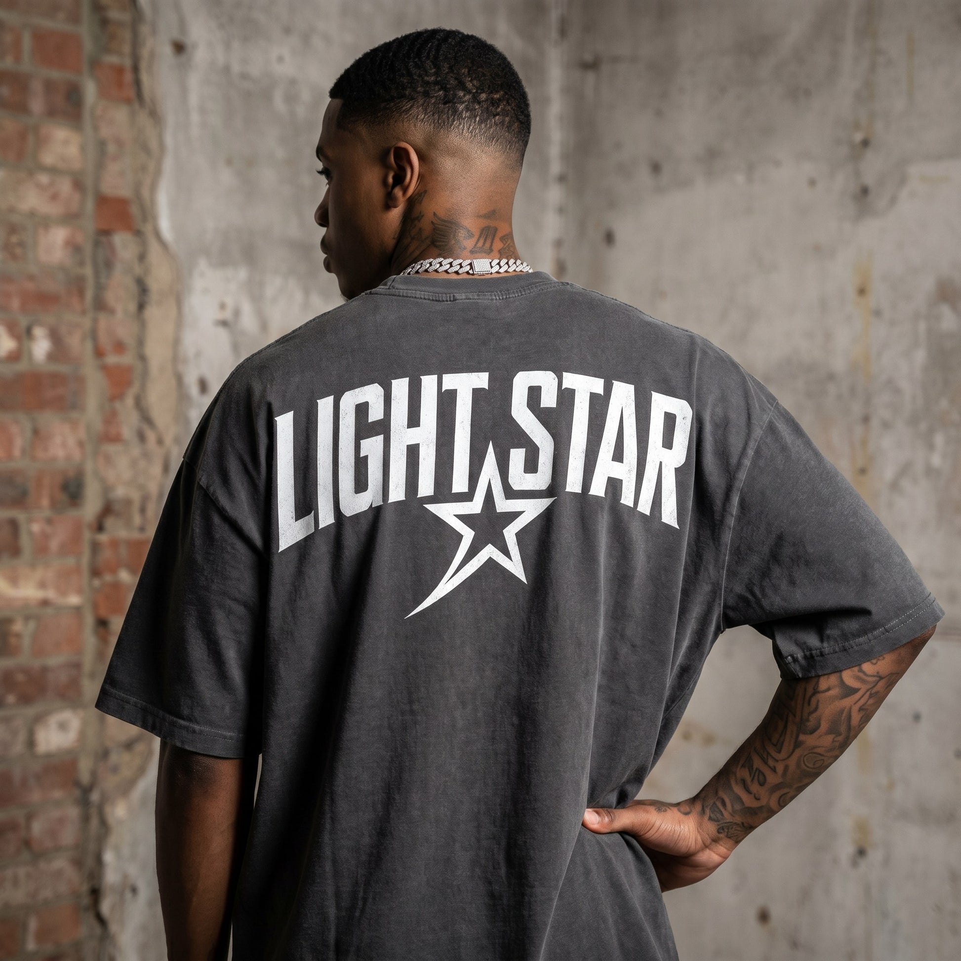 Mock Neck Heavy Tee Charcoal back