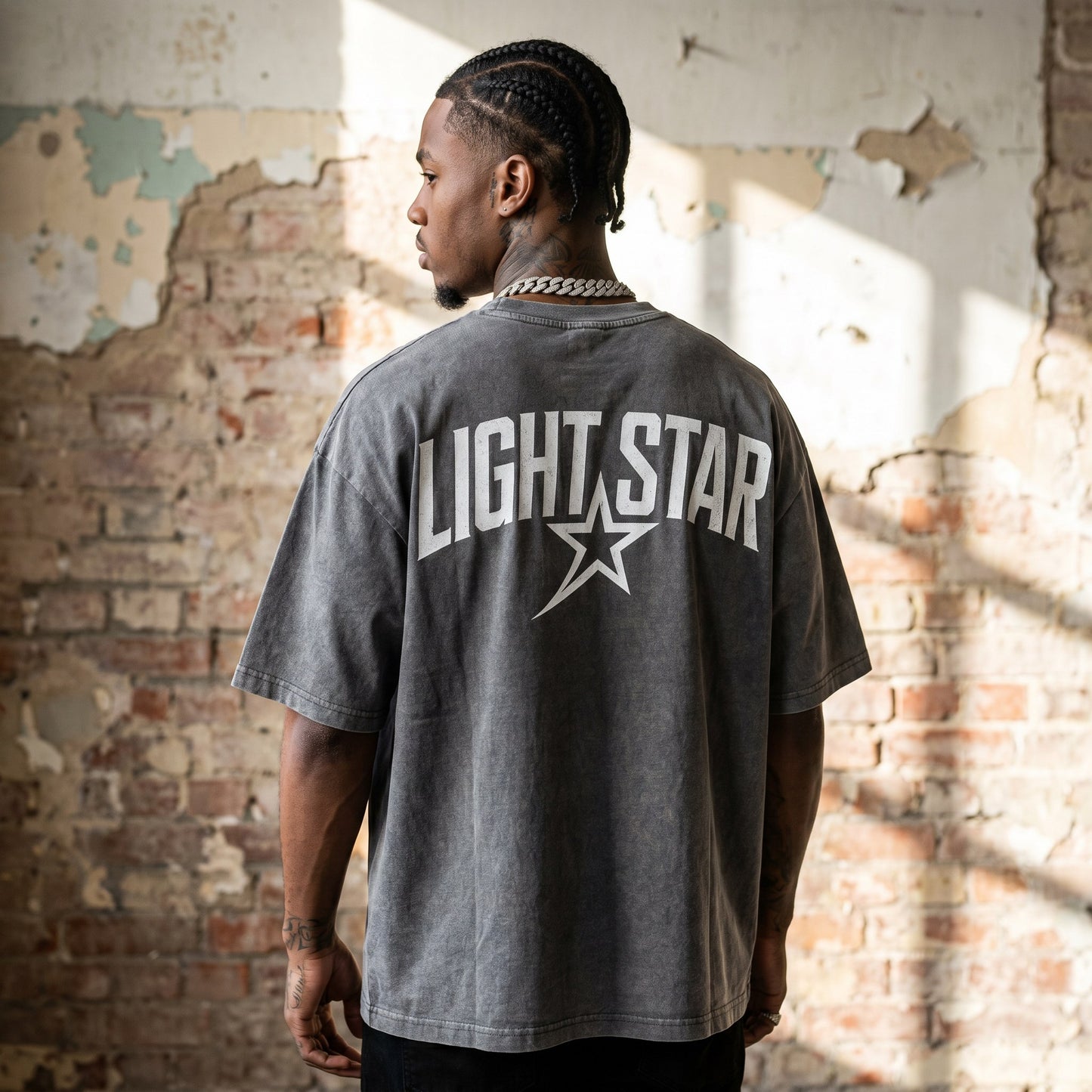 Numbered Heavy Tee Acid Wash Grey back