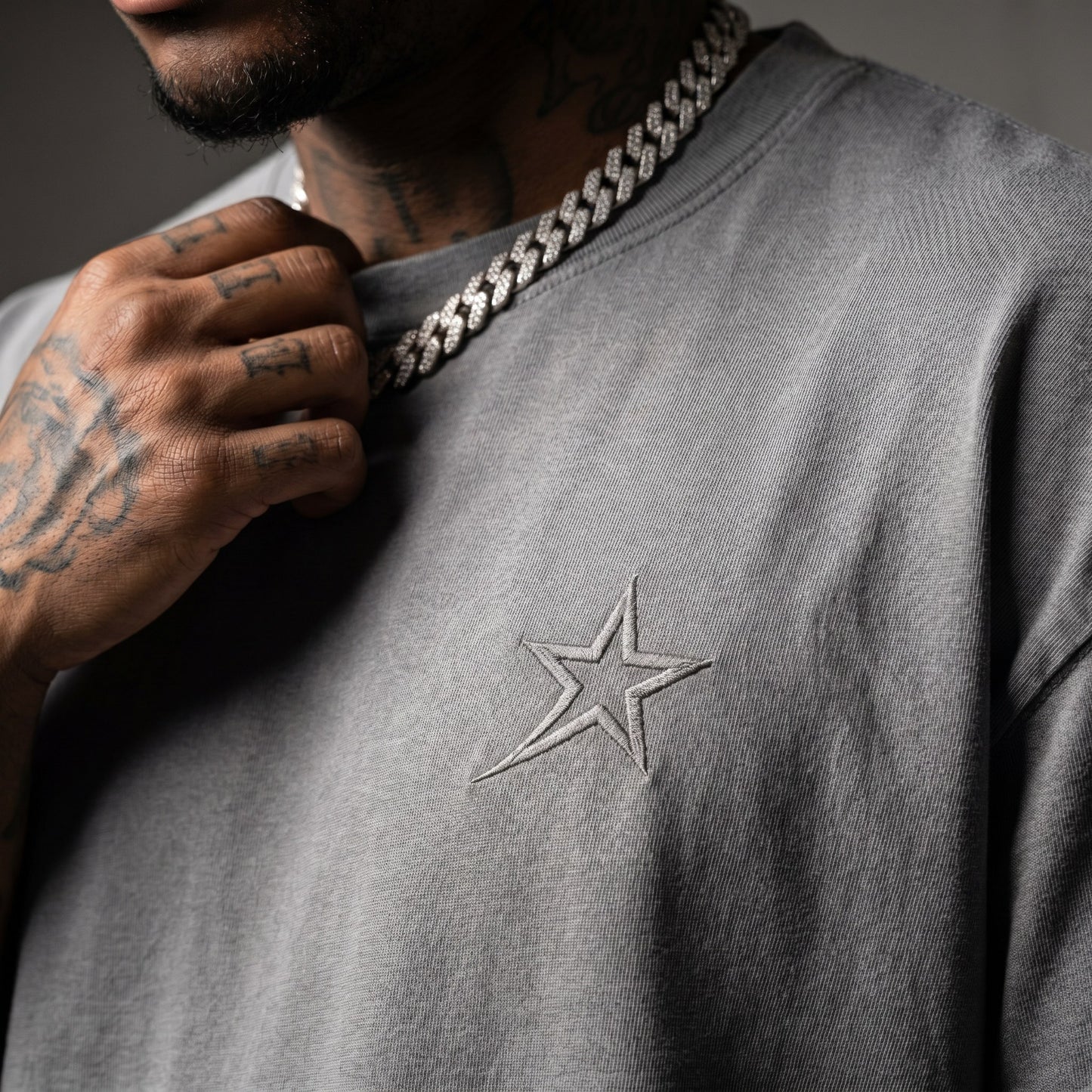 Numbered Heavy Tee Acid Wash Grey detail