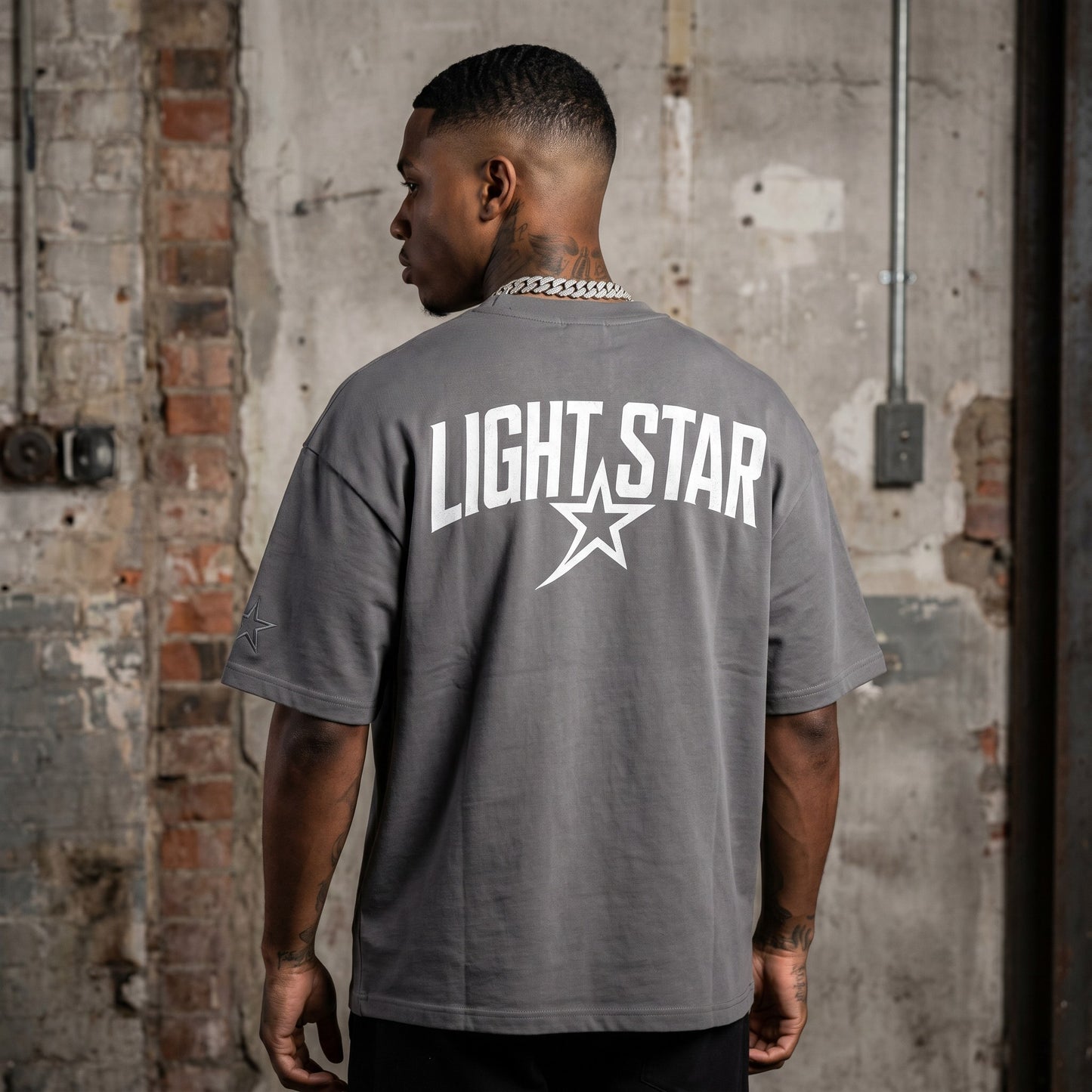 Numbered Heavy Tee Cement Grey back