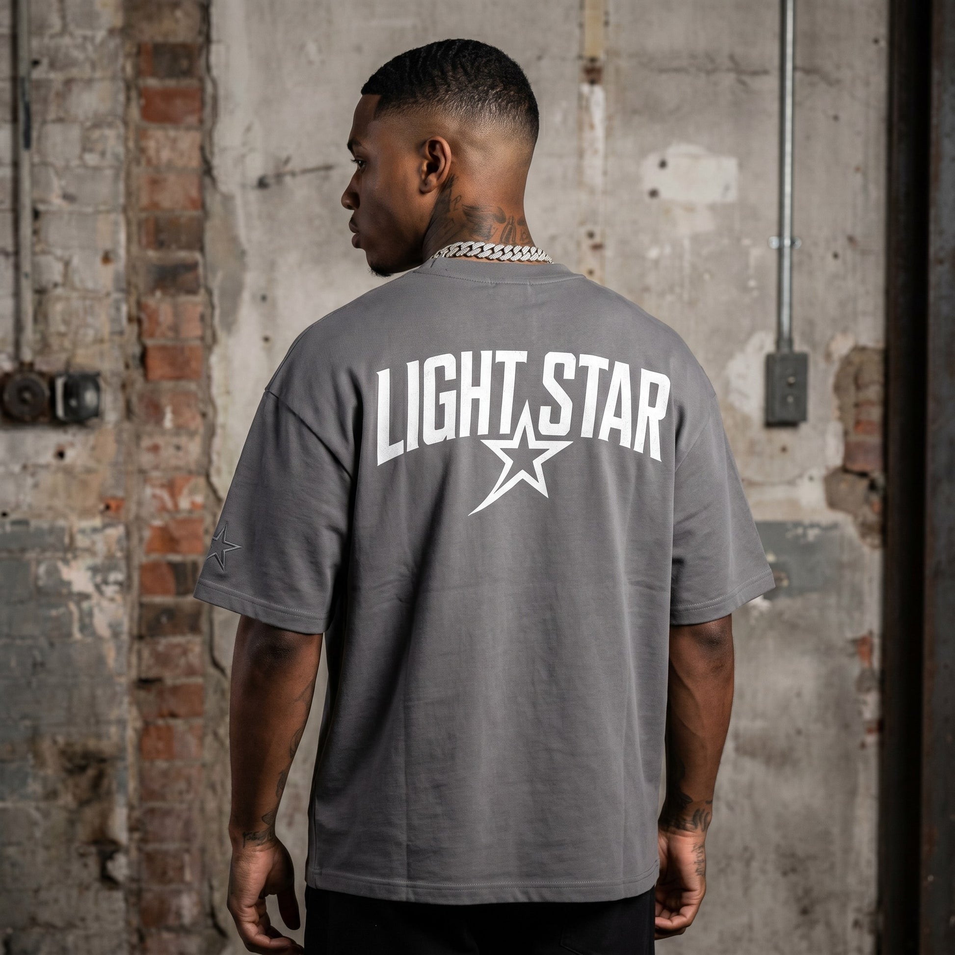 Numbered Heavy Tee Cement Grey back