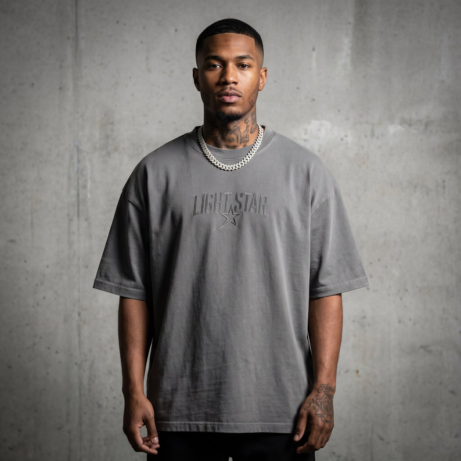 Numbered Heavy Tee Cement Grey front