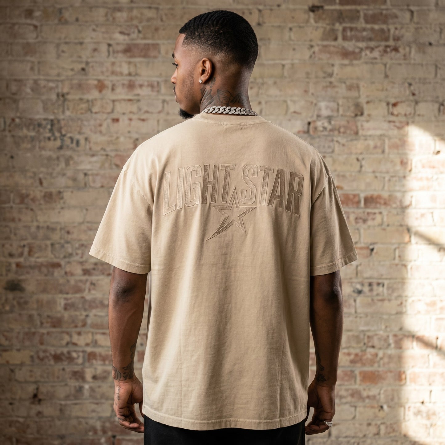 Numbered Heavy Tee Desert Sand back