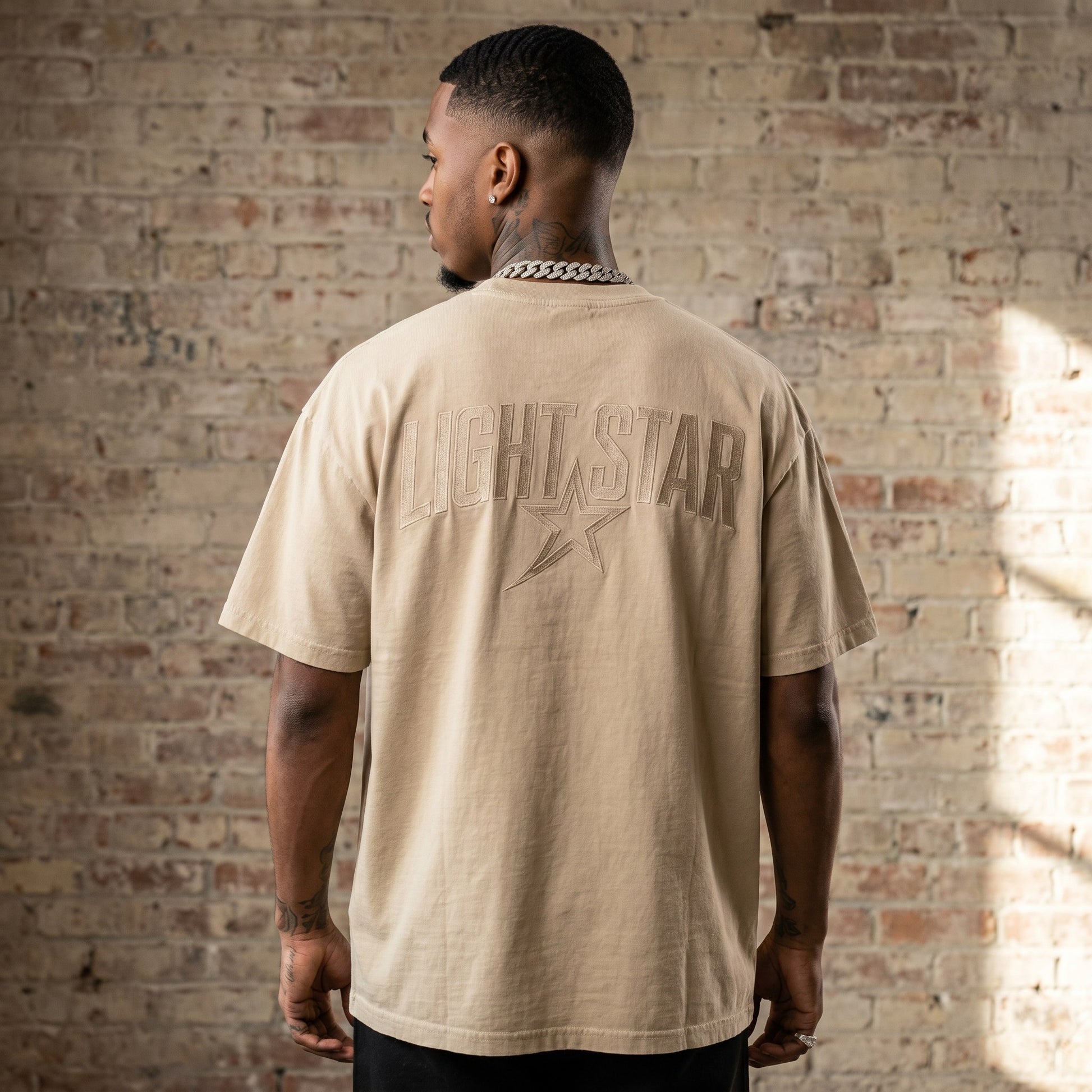 Numbered Heavy Tee Desert Sand back
