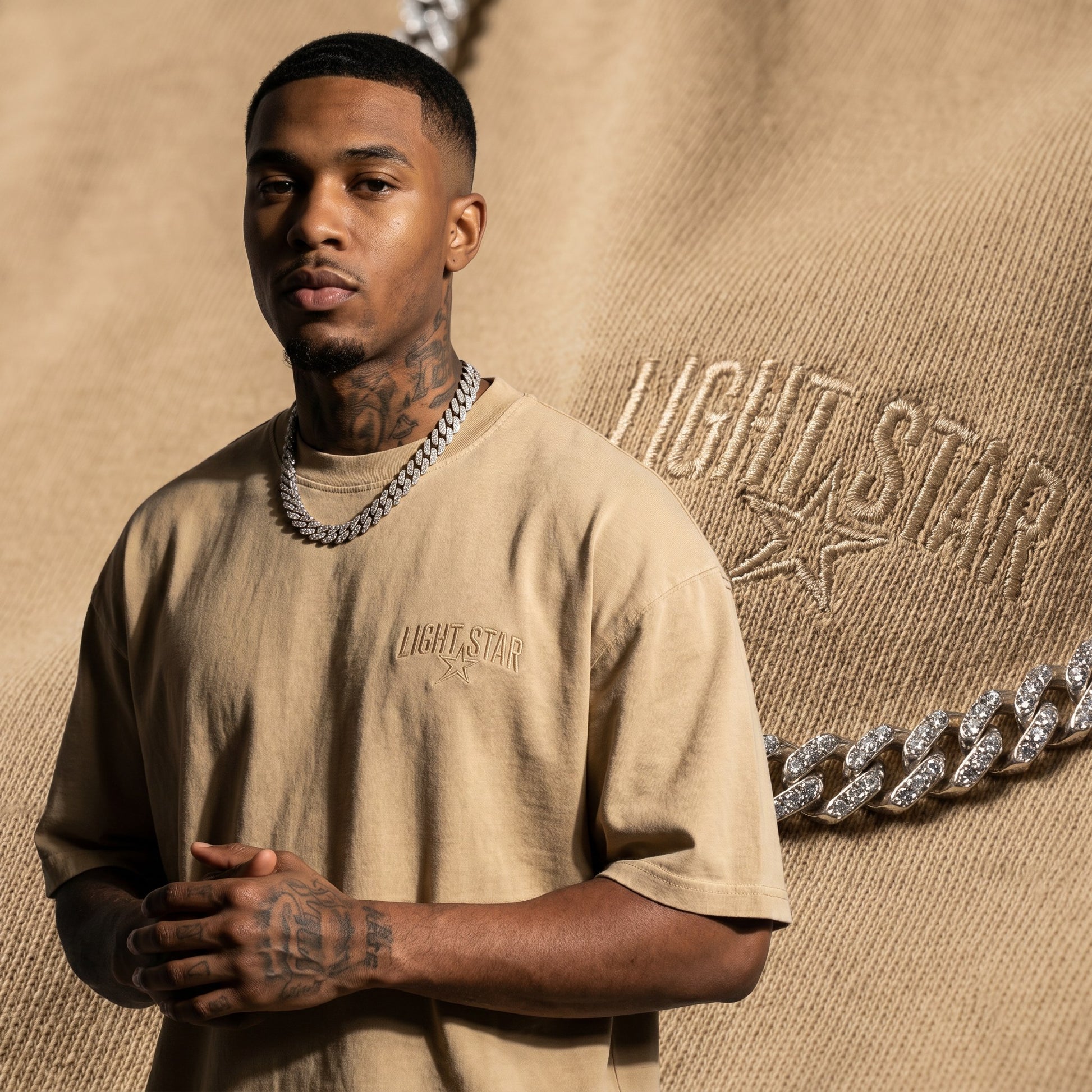 Numbered Heavy Tee Desert Sand detail