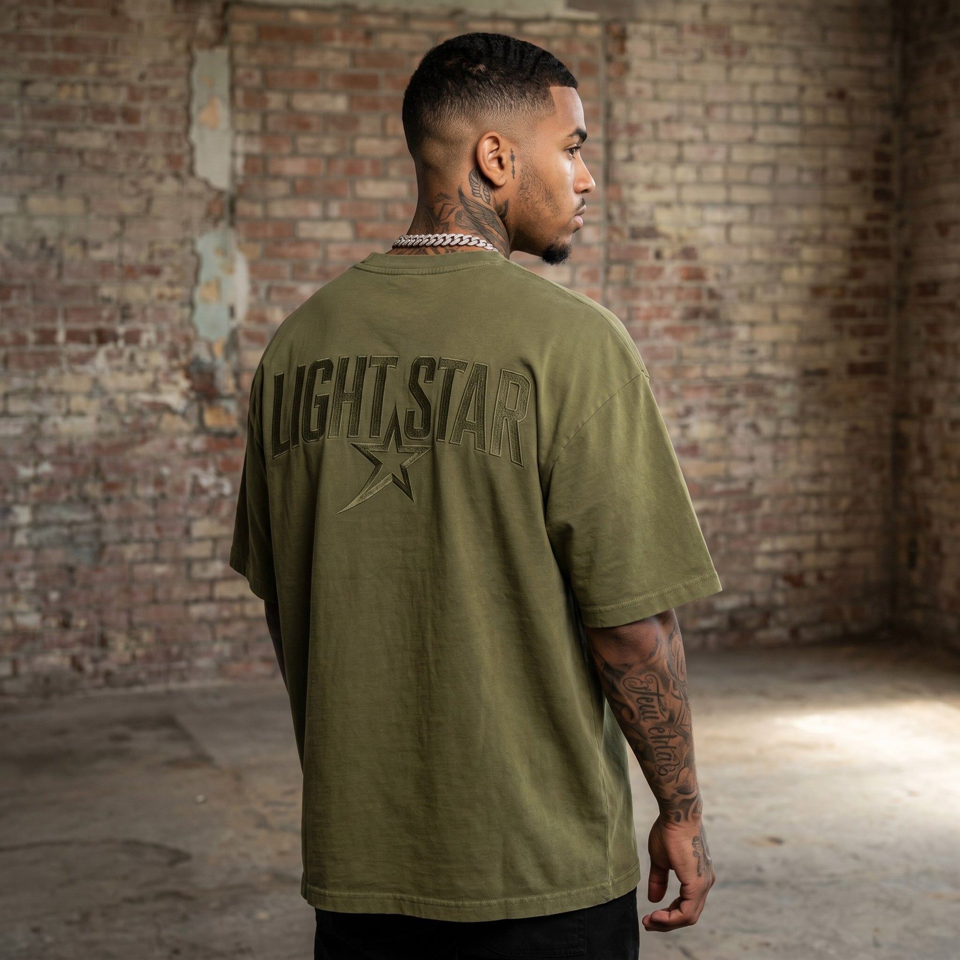 Numbered Heavy Tee Olive Drab back