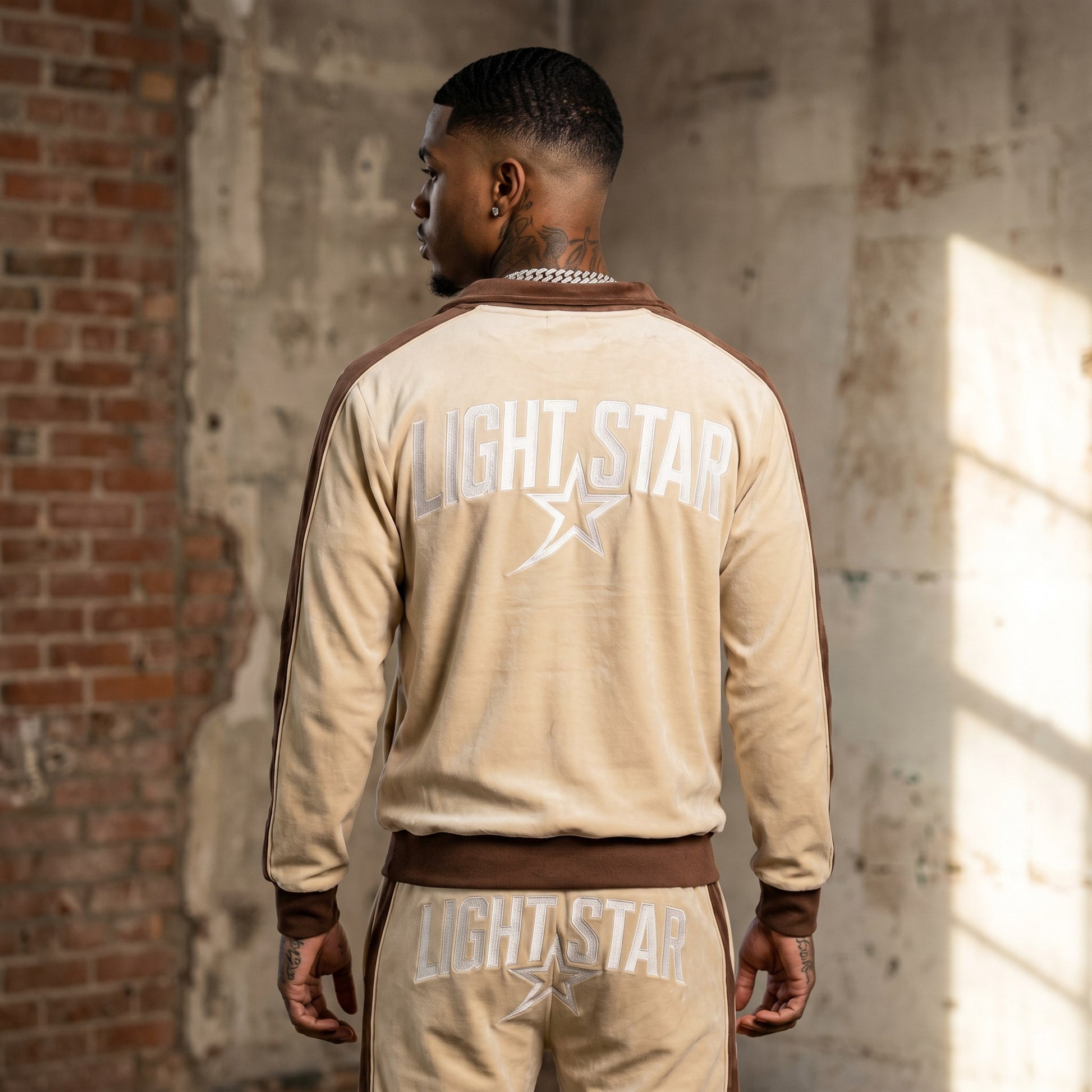 Nylon Statement Jacket Cream/Brown back