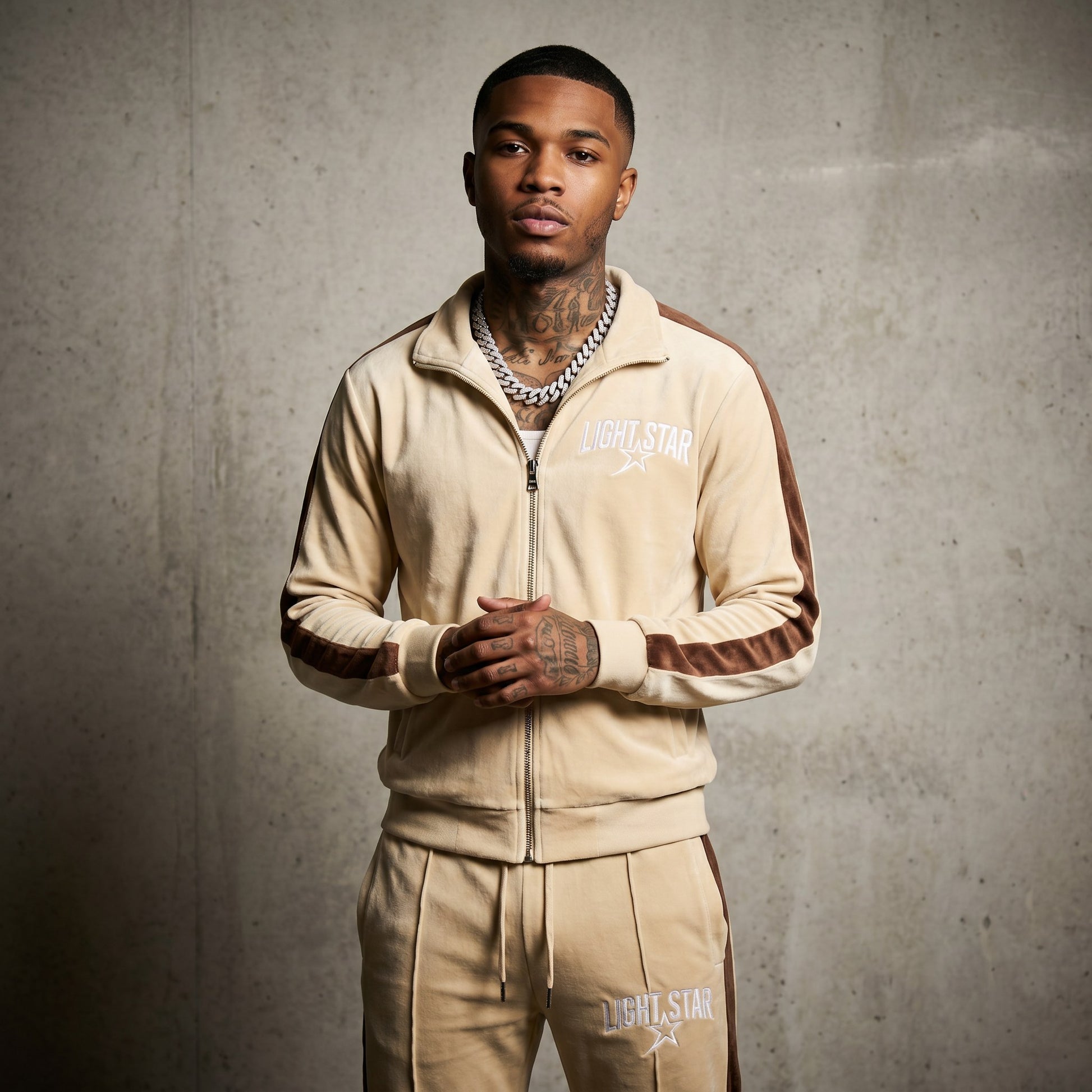 Nylon Statement Jacket Cream/Brown front