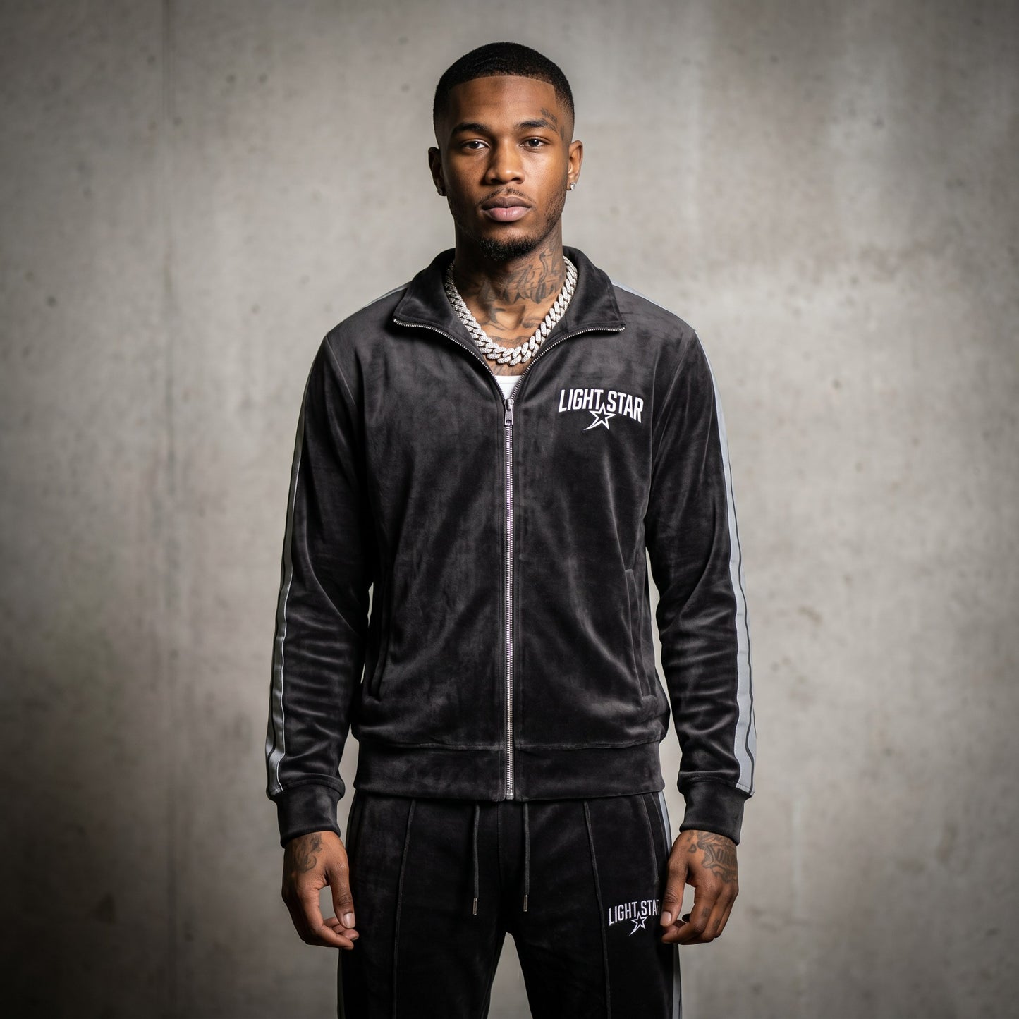Nylon Statement Jacket Charcoal Black front