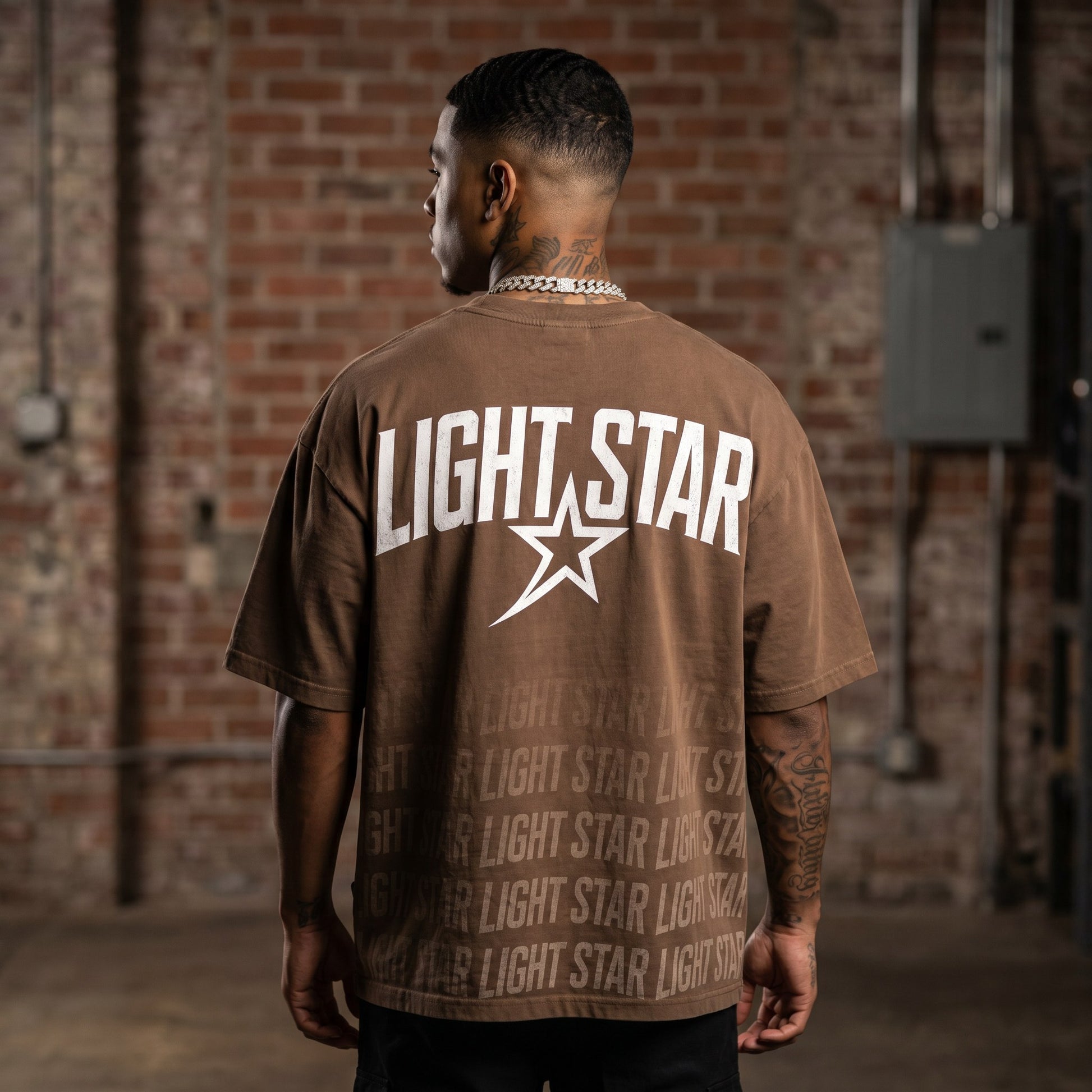 Off Centered LS Heavy Tee Faded Brown back