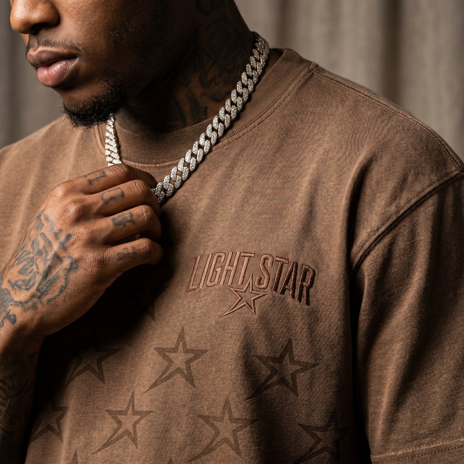Off Centered LS Heavy Tee Faded Brown detail