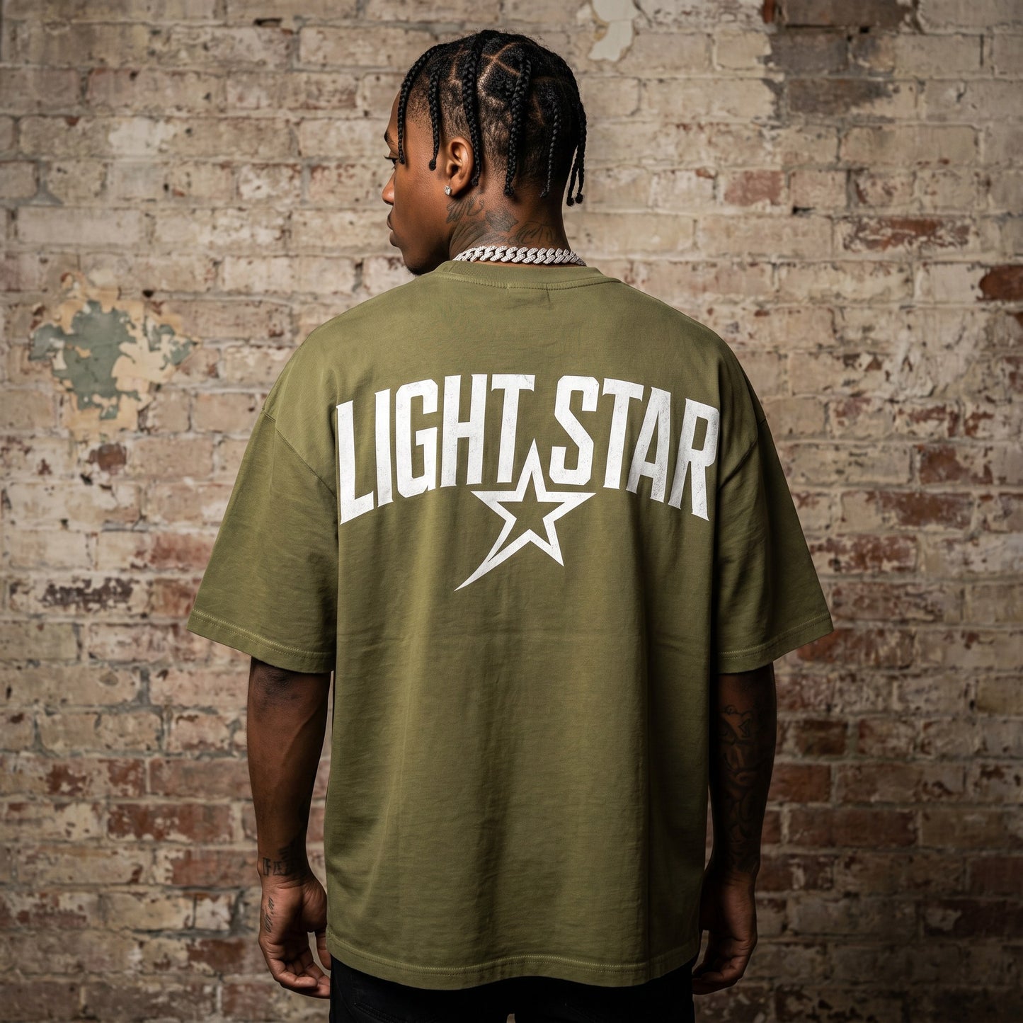 Off Centered LS Heavy Tee Olive Drab back