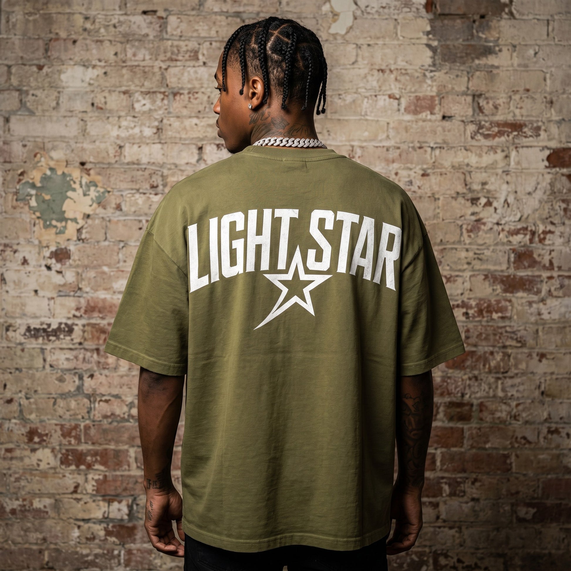Off Centered LS Heavy Tee Olive Drab back