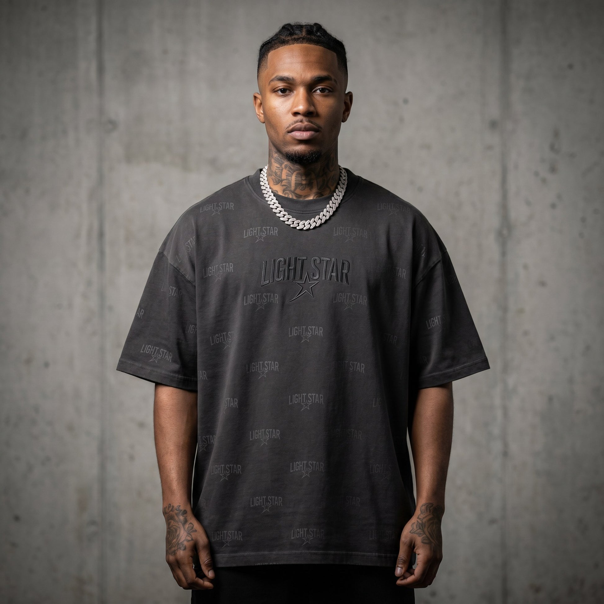 Oversized Drop-Shoulder Tee Charcoal front