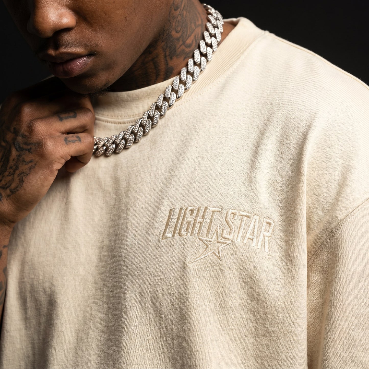 Patch Pocket Boxy Tee Cream detail