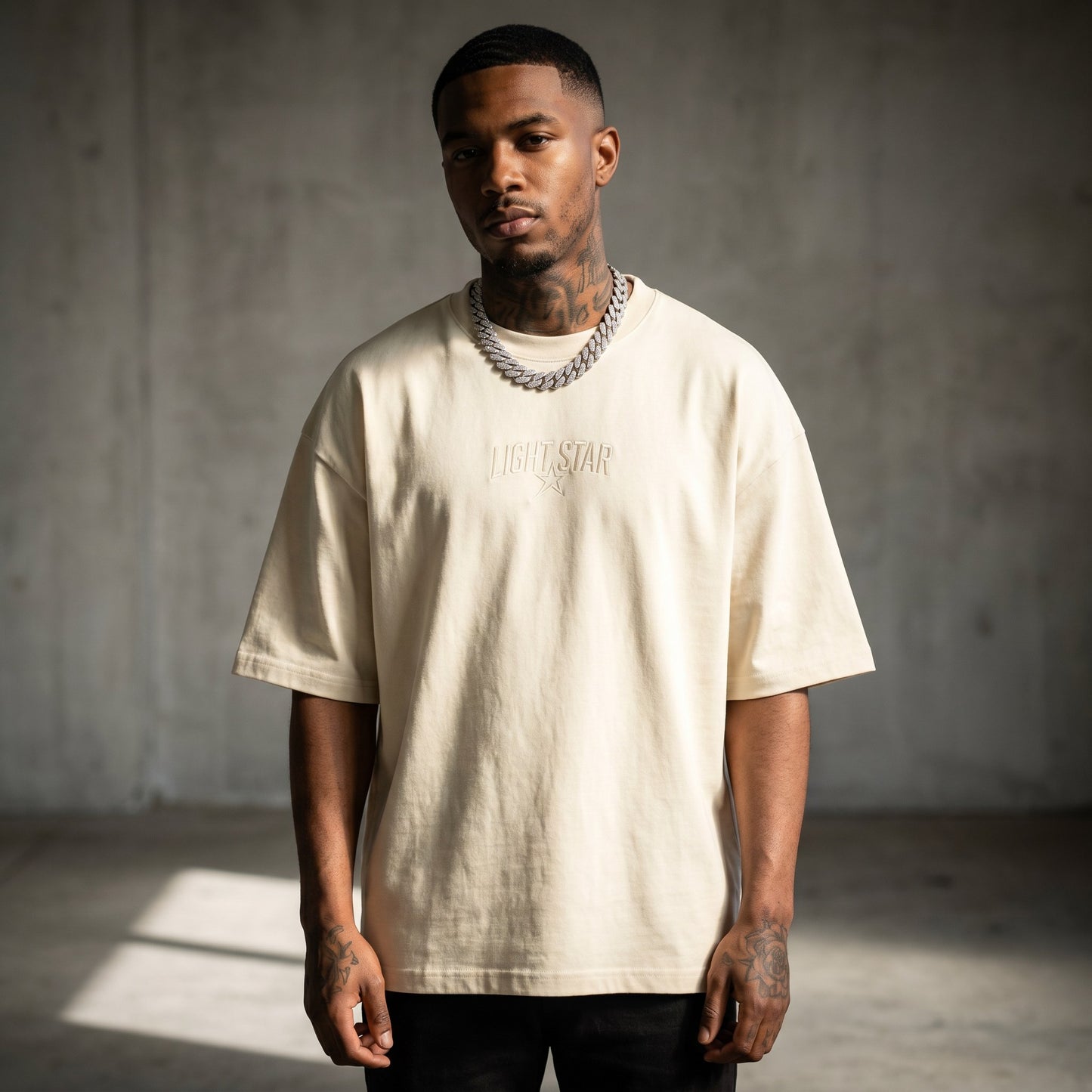 Patch Pocket Boxy Tee Cream front