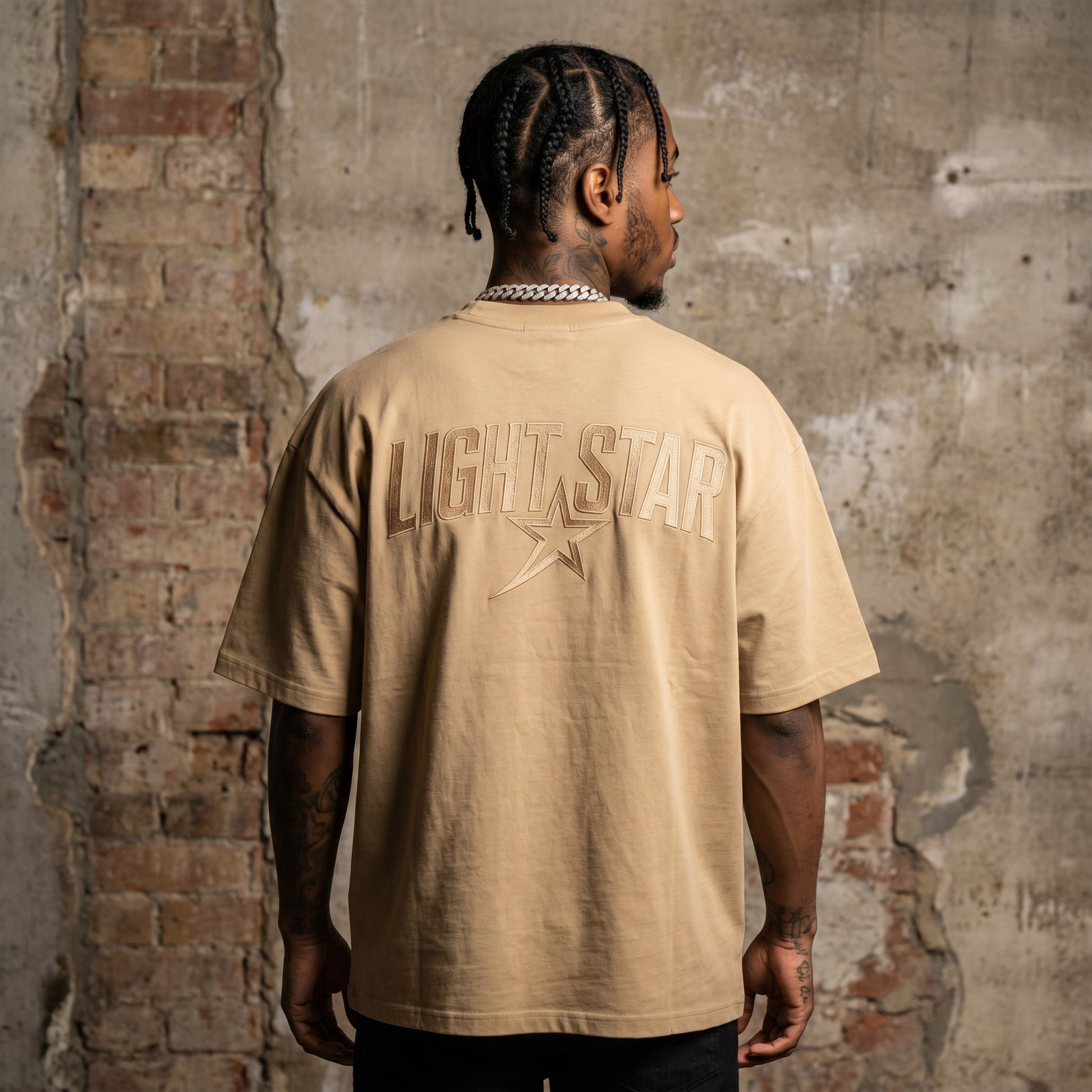 Patch Pocket Boxy Tee Desert Sand back